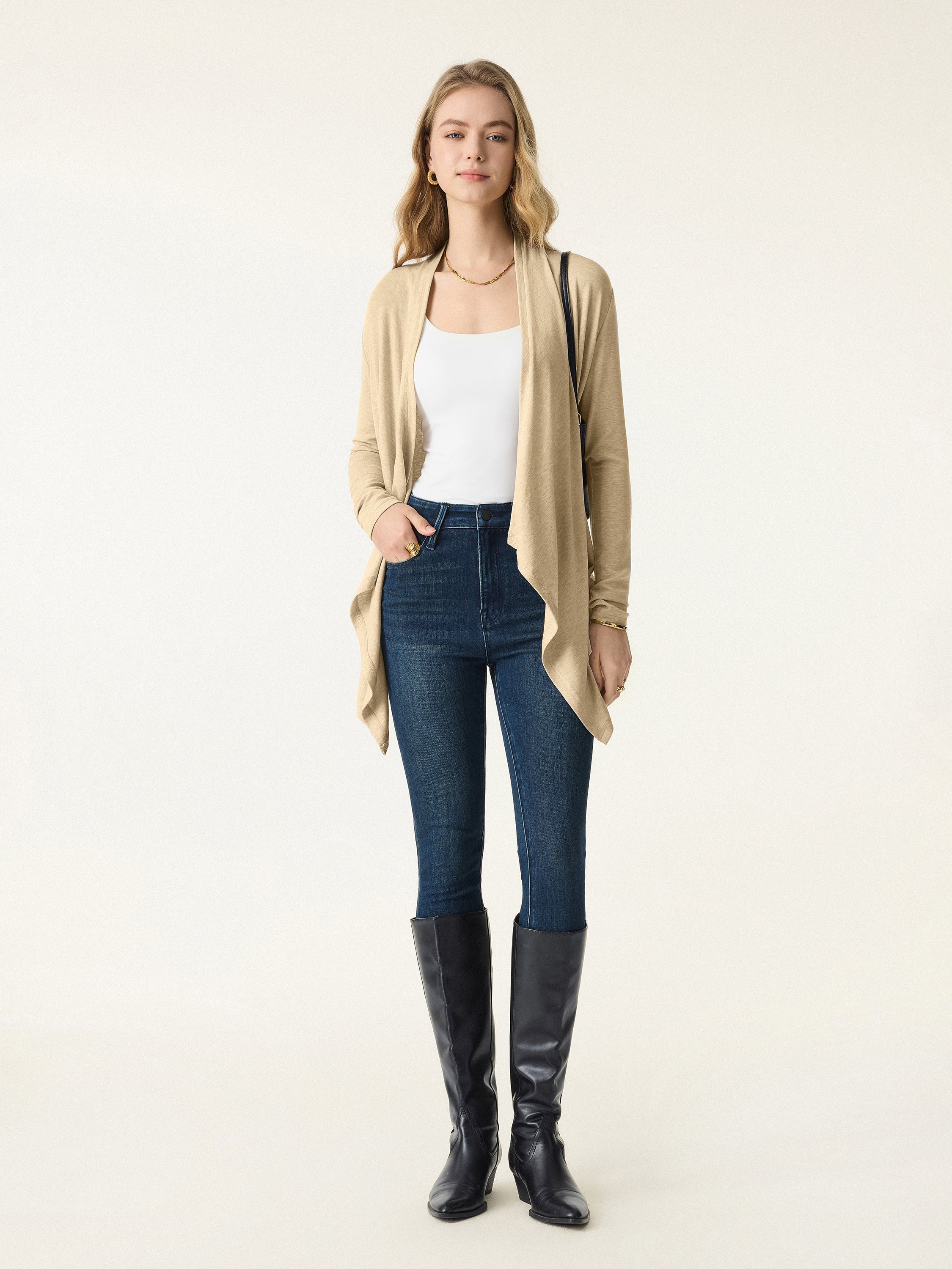 Soft Lyocell Wool Fluid Drape Cardigan