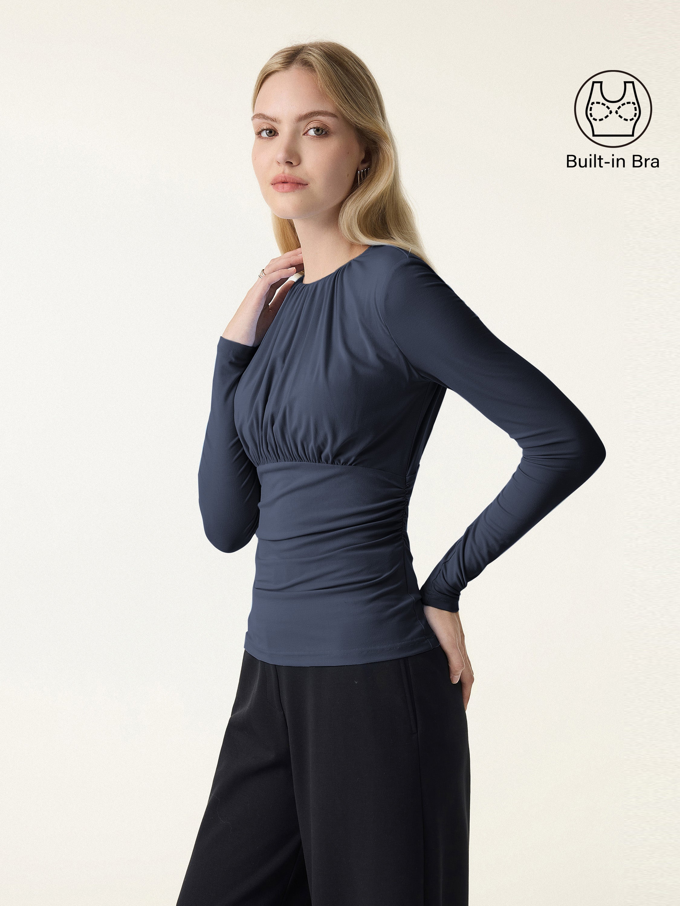 SkinKiss Round Neck All-over Ruching Brami