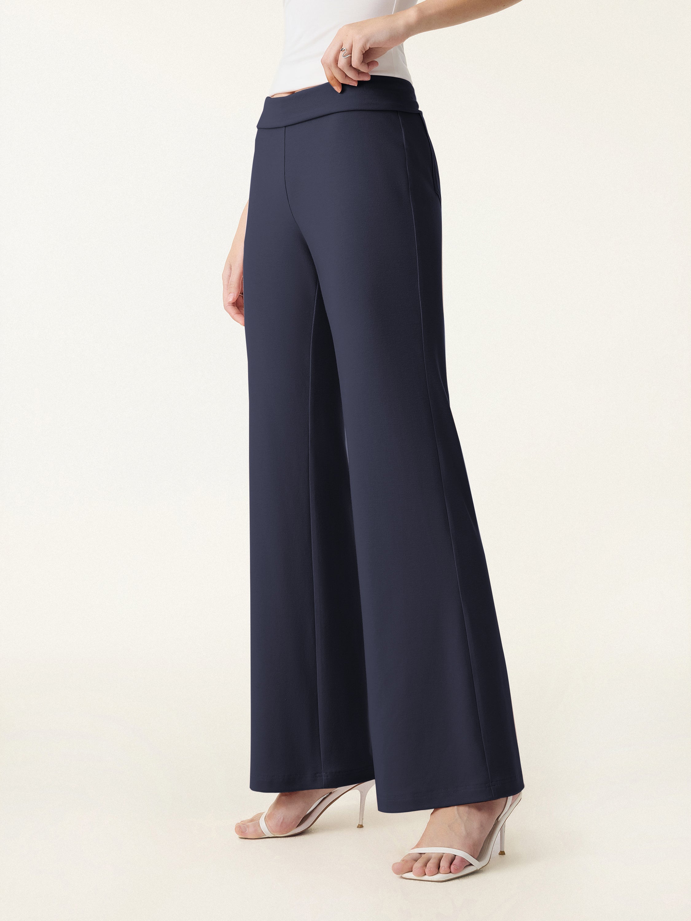 Petite Lyocell Wool Low Rise Pull-on Flared Pants