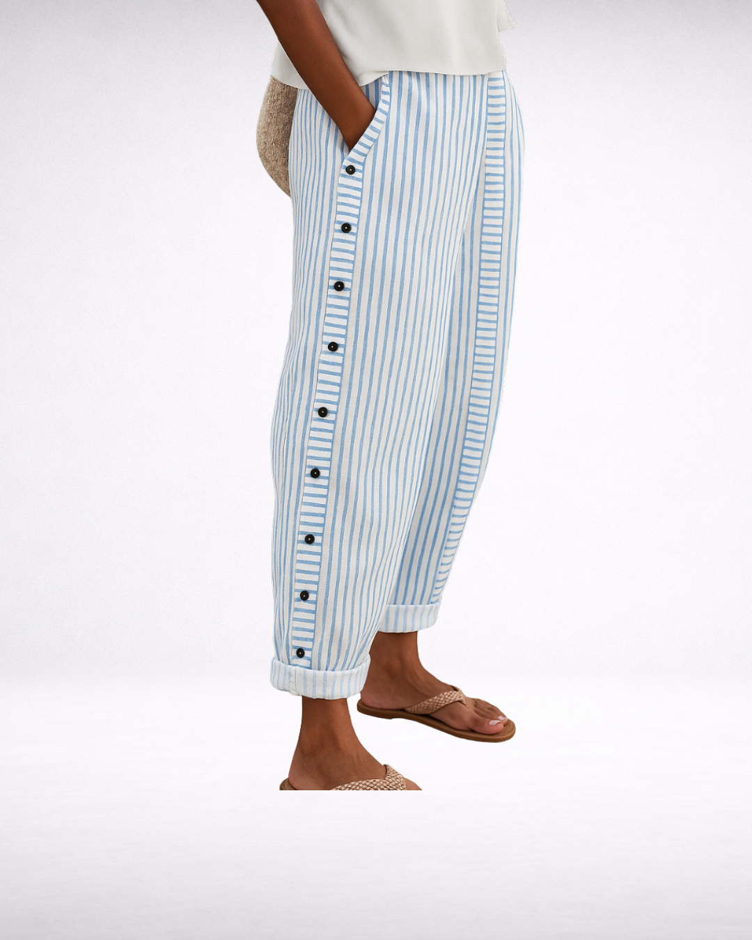 Caitlin | Stylish Striped Button Pants