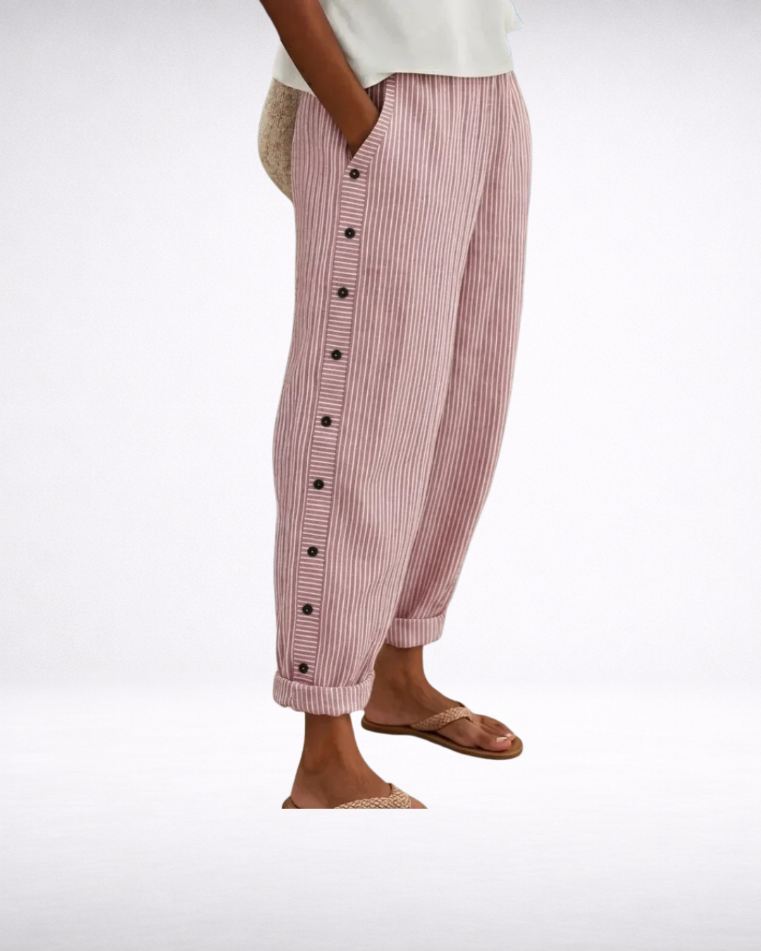 Caitlin | Stylish Striped Button Pants