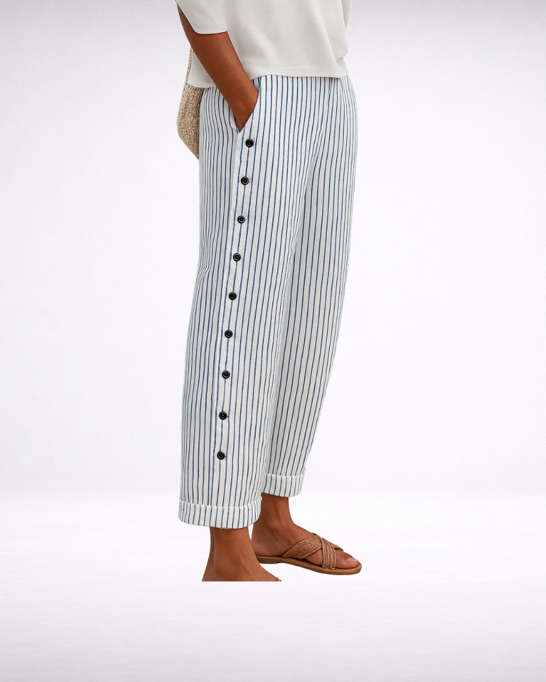 Caitlin | Stylish Striped Button Pants