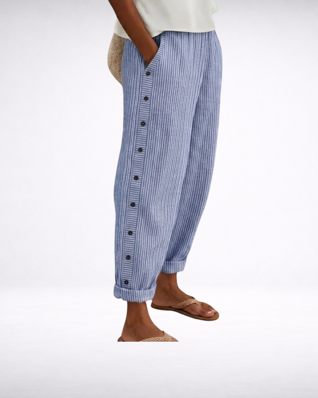 Caitlin | Stylish Striped Button Pants