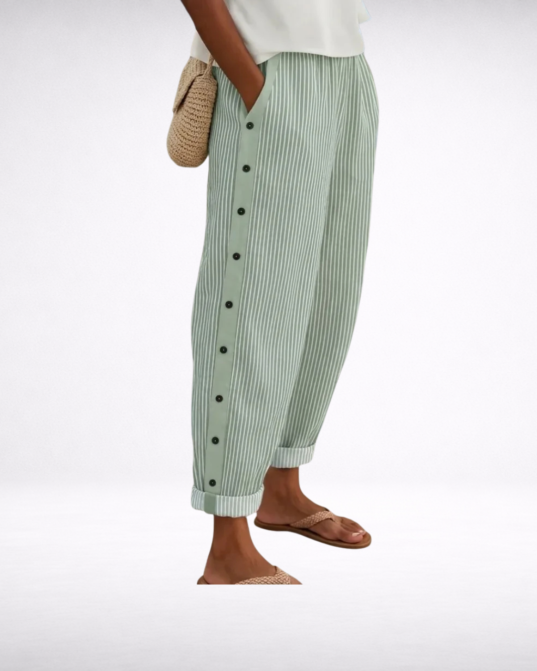 Caitlin | Stylish Striped Button Pants
