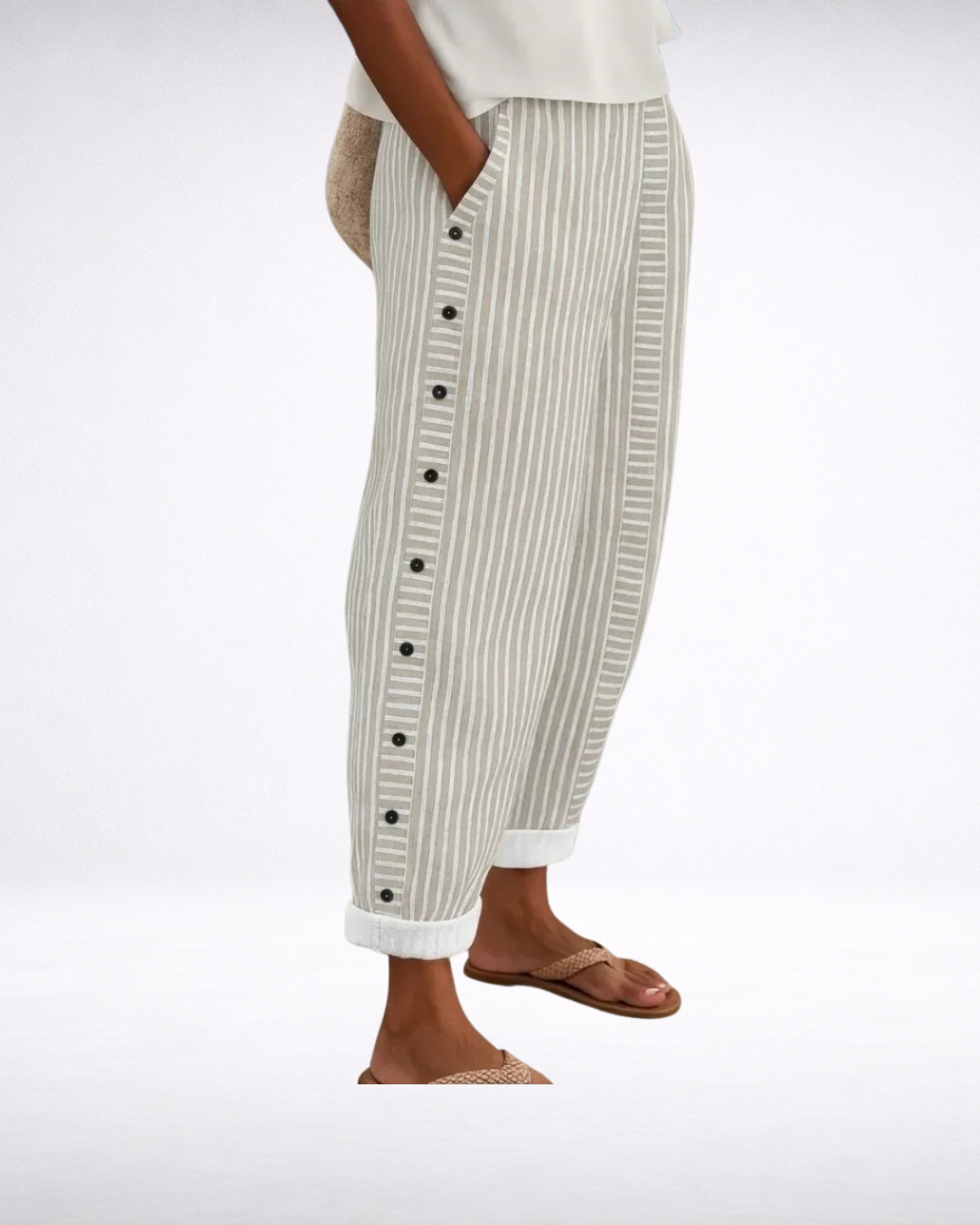Caitlin | Stylish Striped Button Pants