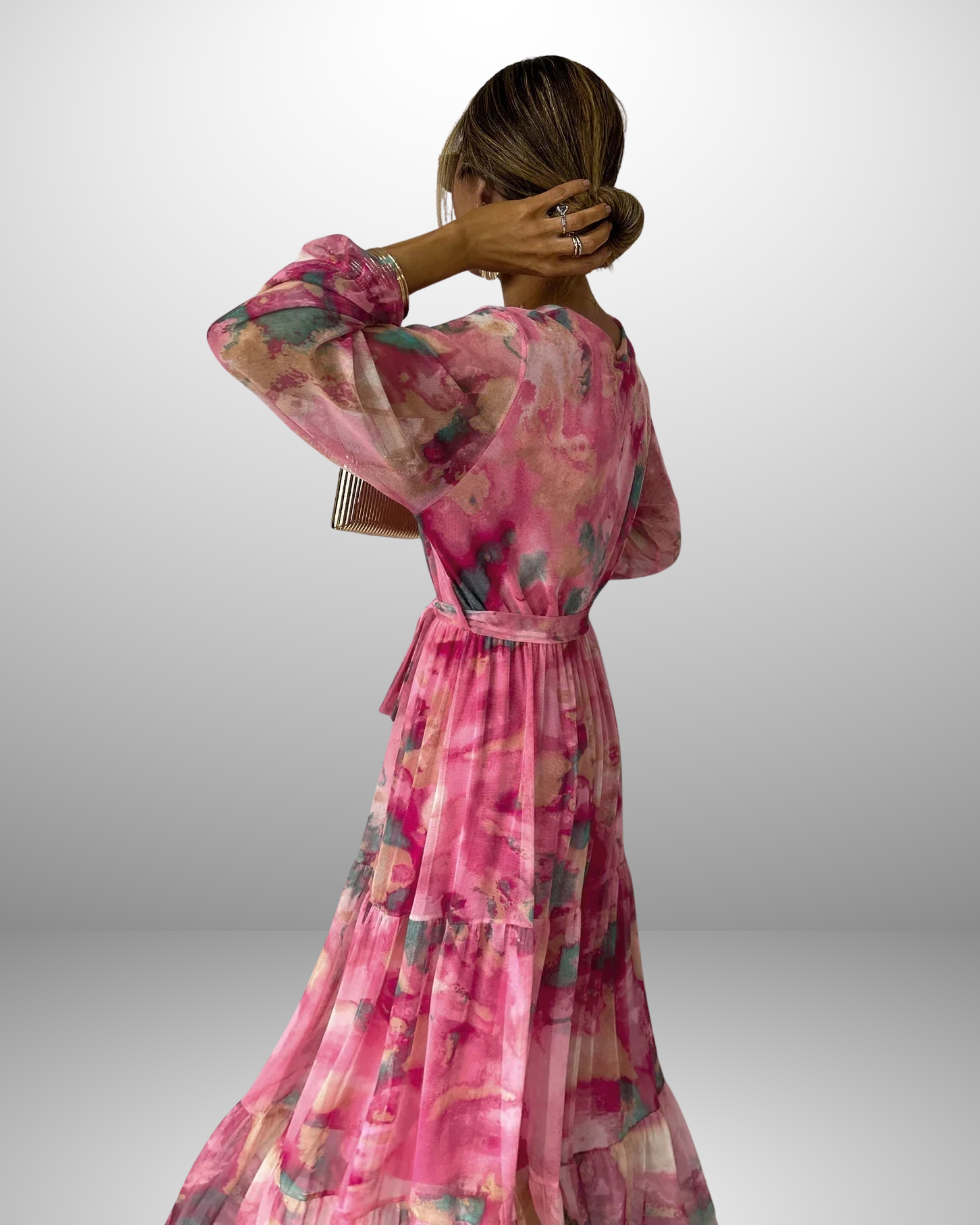 ZOEY | Vibrant Floral Wrap Dress with Flattering Tiered Silhouette