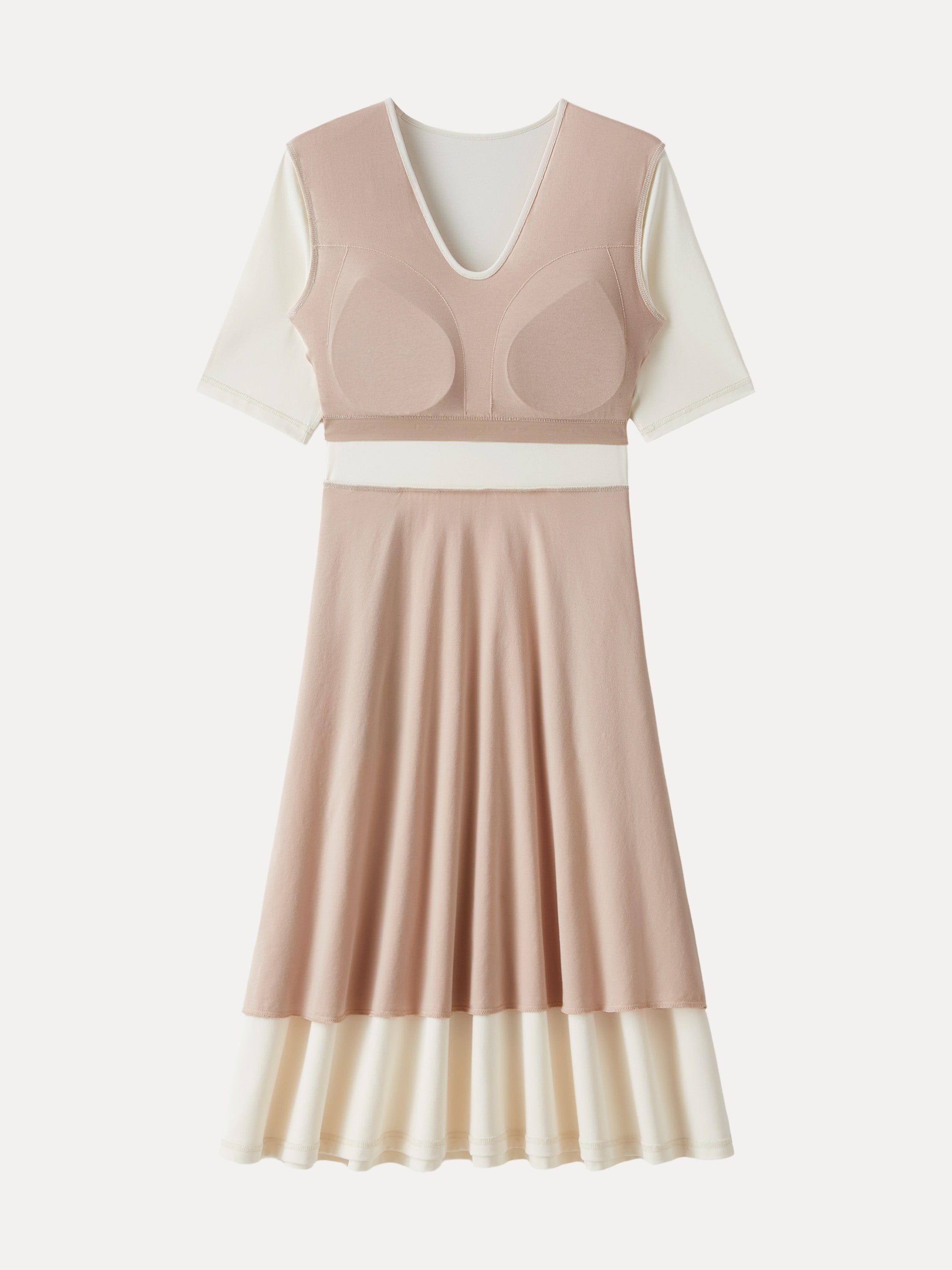 V-Neck Elbow Sleeve Midi Brami Dress with Pockets