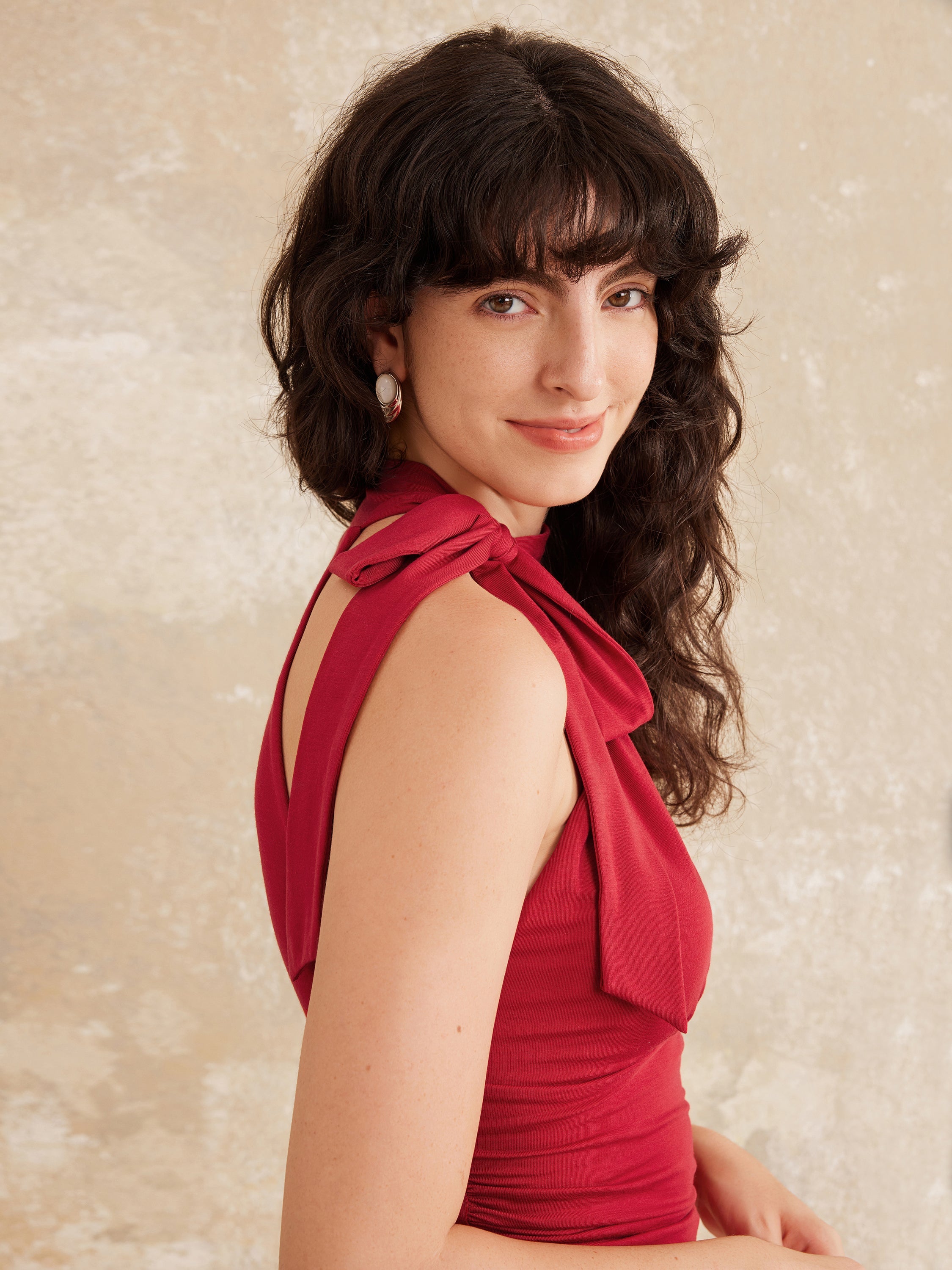 Side Ruched High Tie Neck New Airy Brami Tank