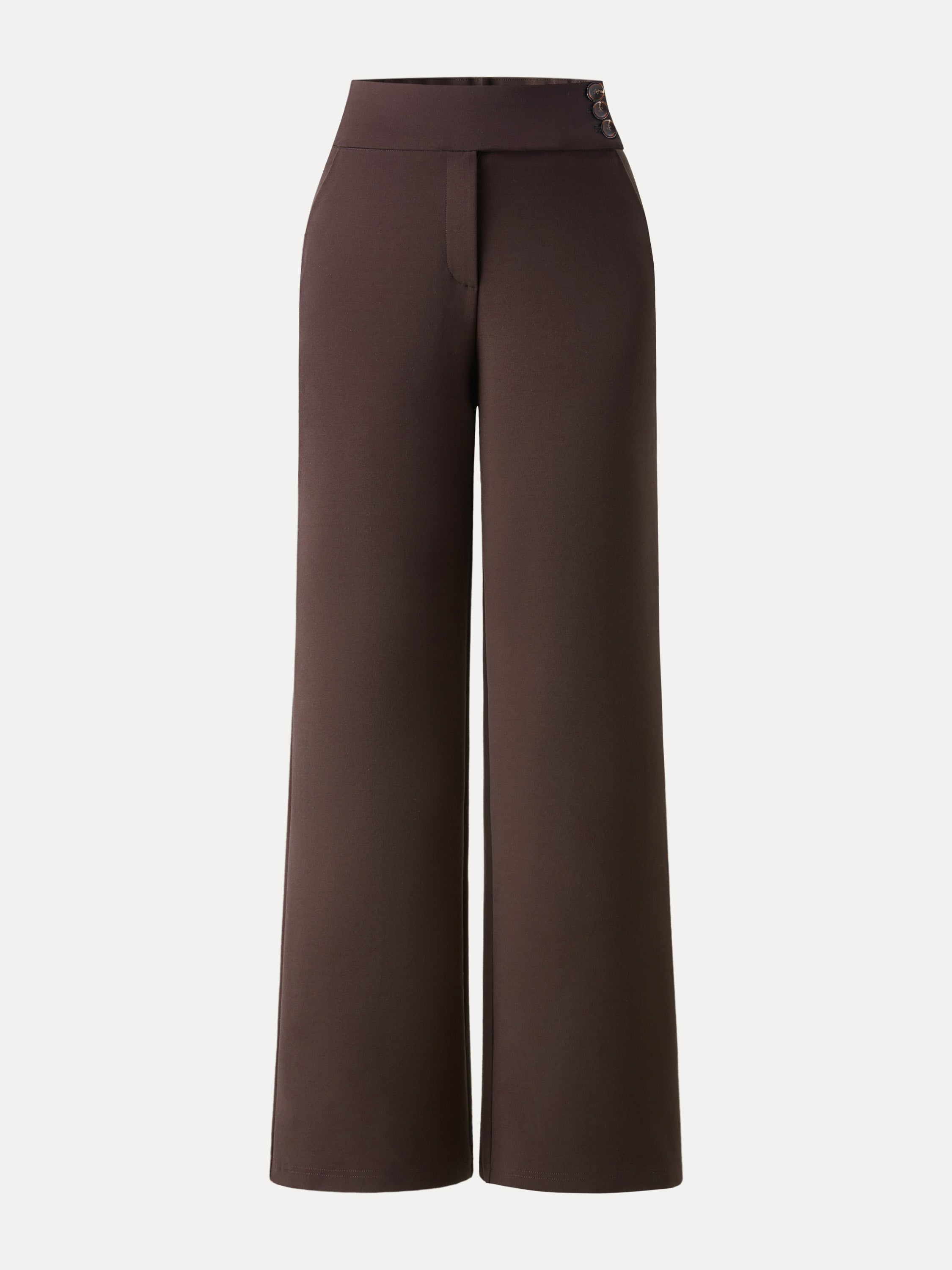 Stretchy High Rise Wide Leg Pants with Pockets