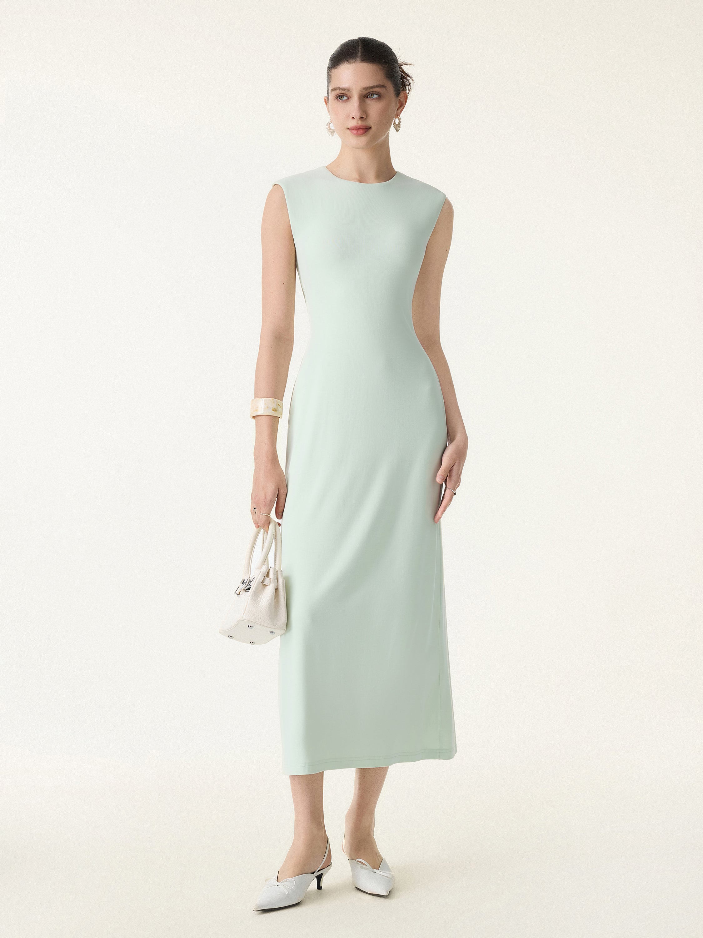 SkinKiss Flowy Wide Shoulder Midi Brami Dress