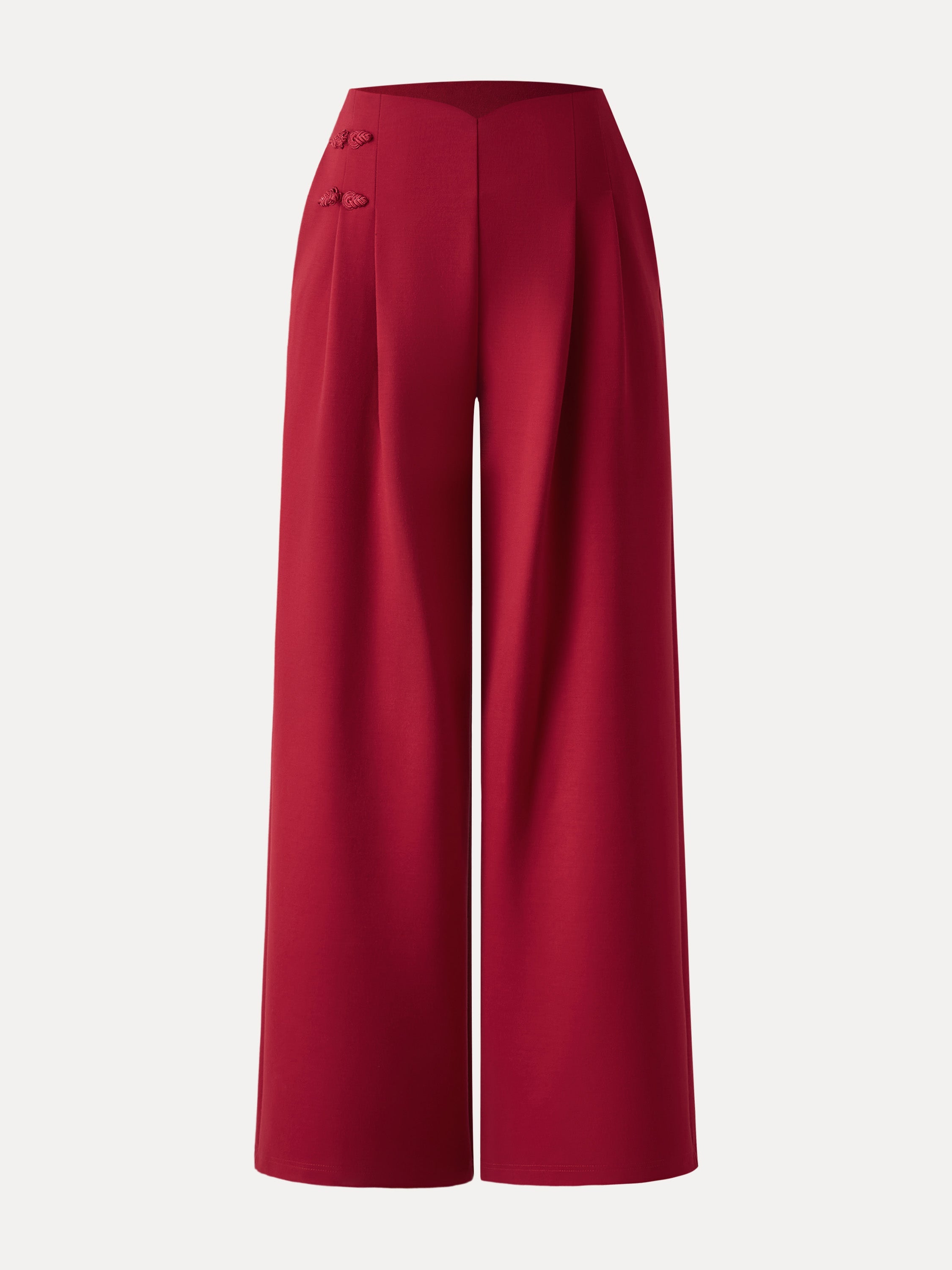 Statement Frog Button High Rise Wide Leg Pants with Pockets Limited Edition