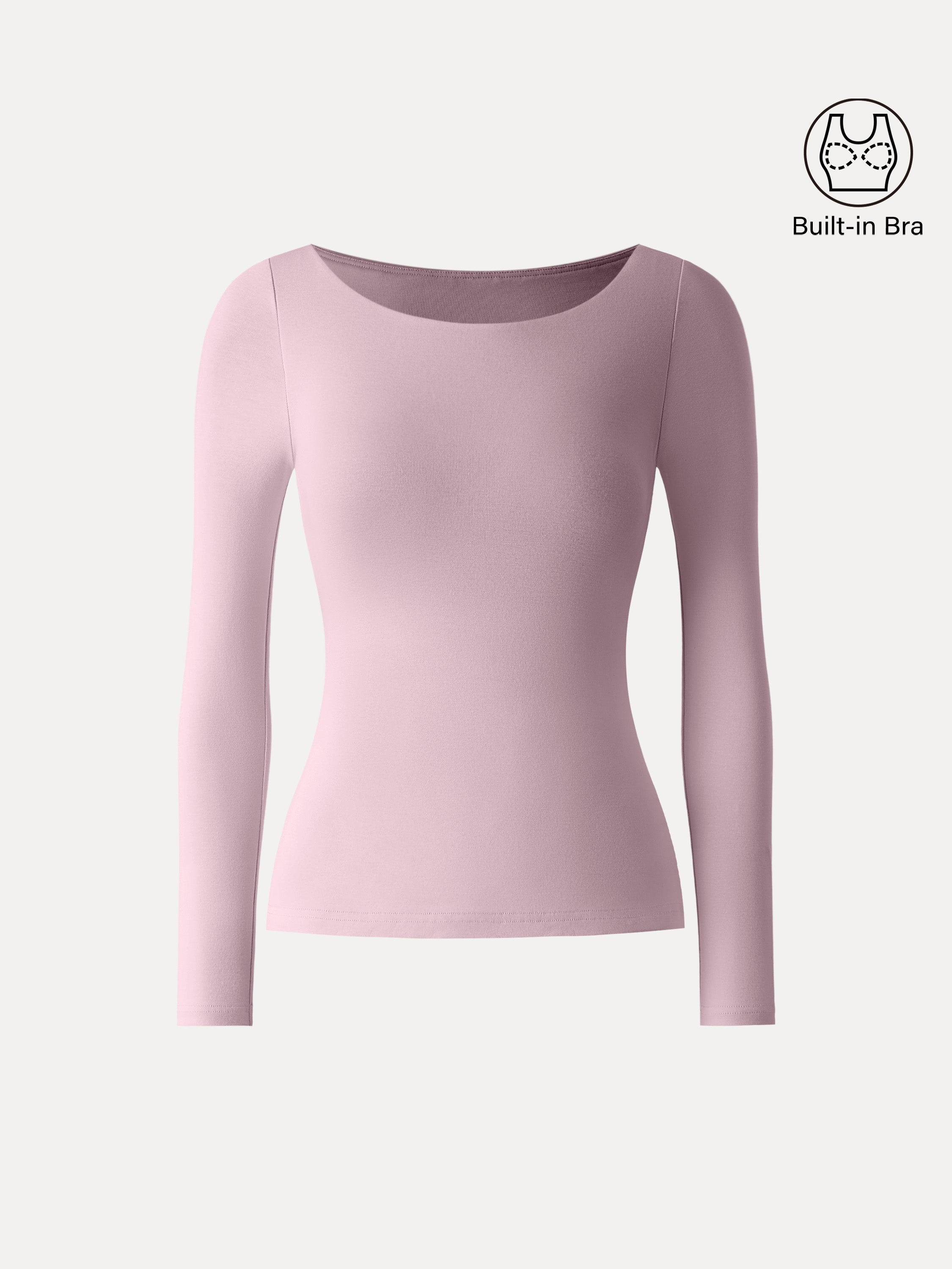 Cotton Lyocell High Scoop Neck Long Sleeve Brami