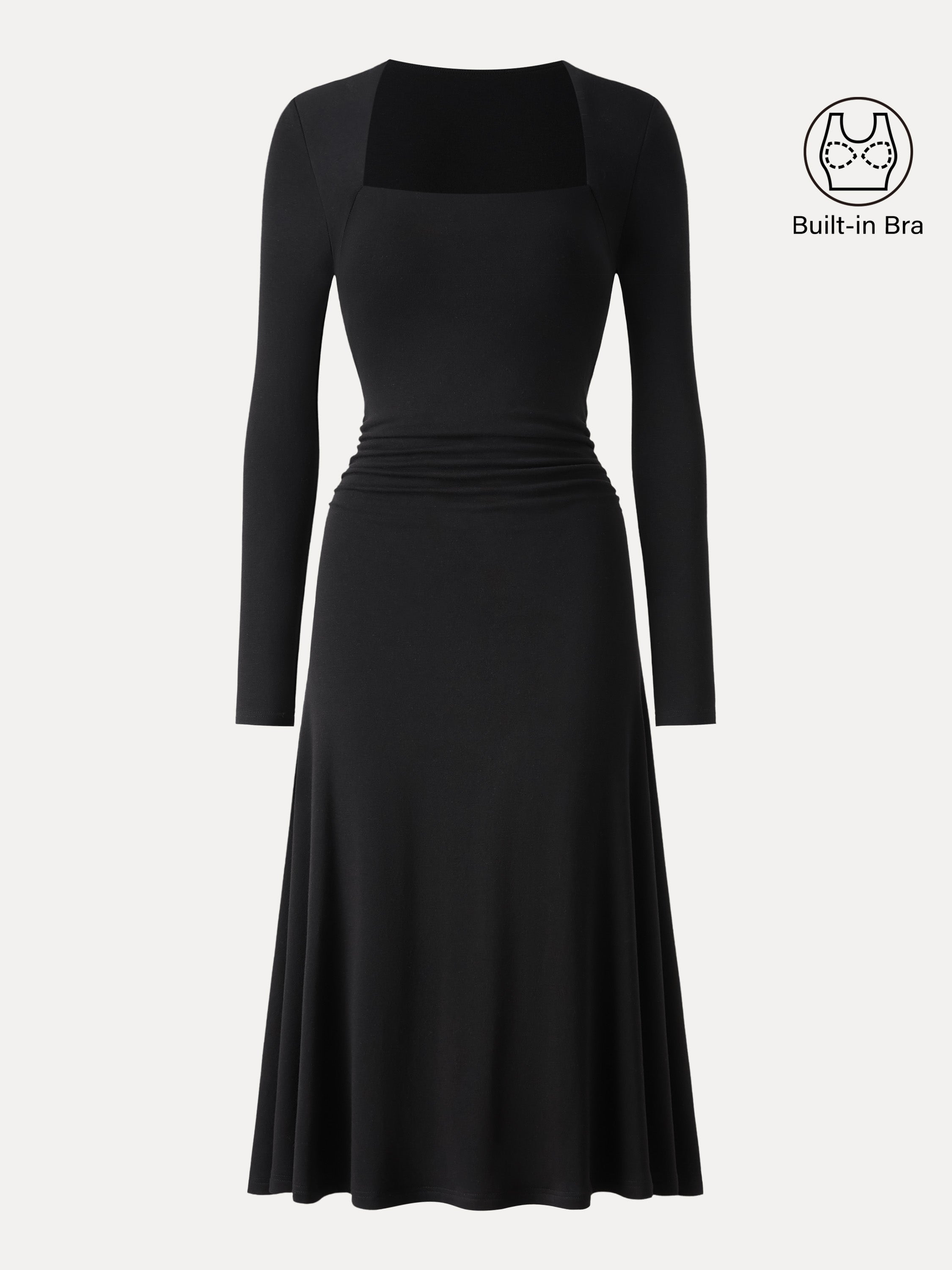 ProWarm Angular Square Neck Fit-and-Flare Midi Brami Dress