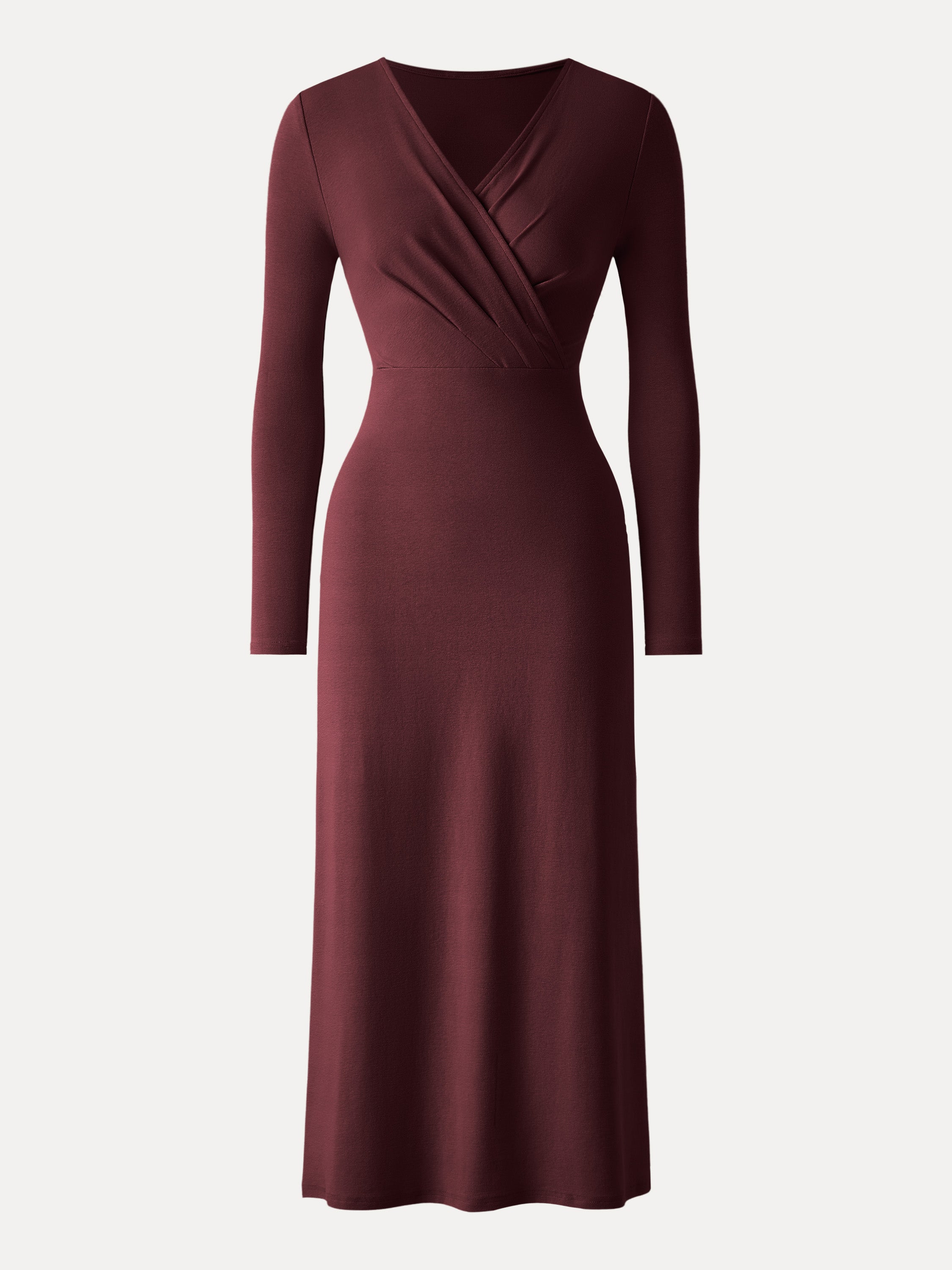 Cotton Lyocell Surplice Tucked H-line Midi Dress