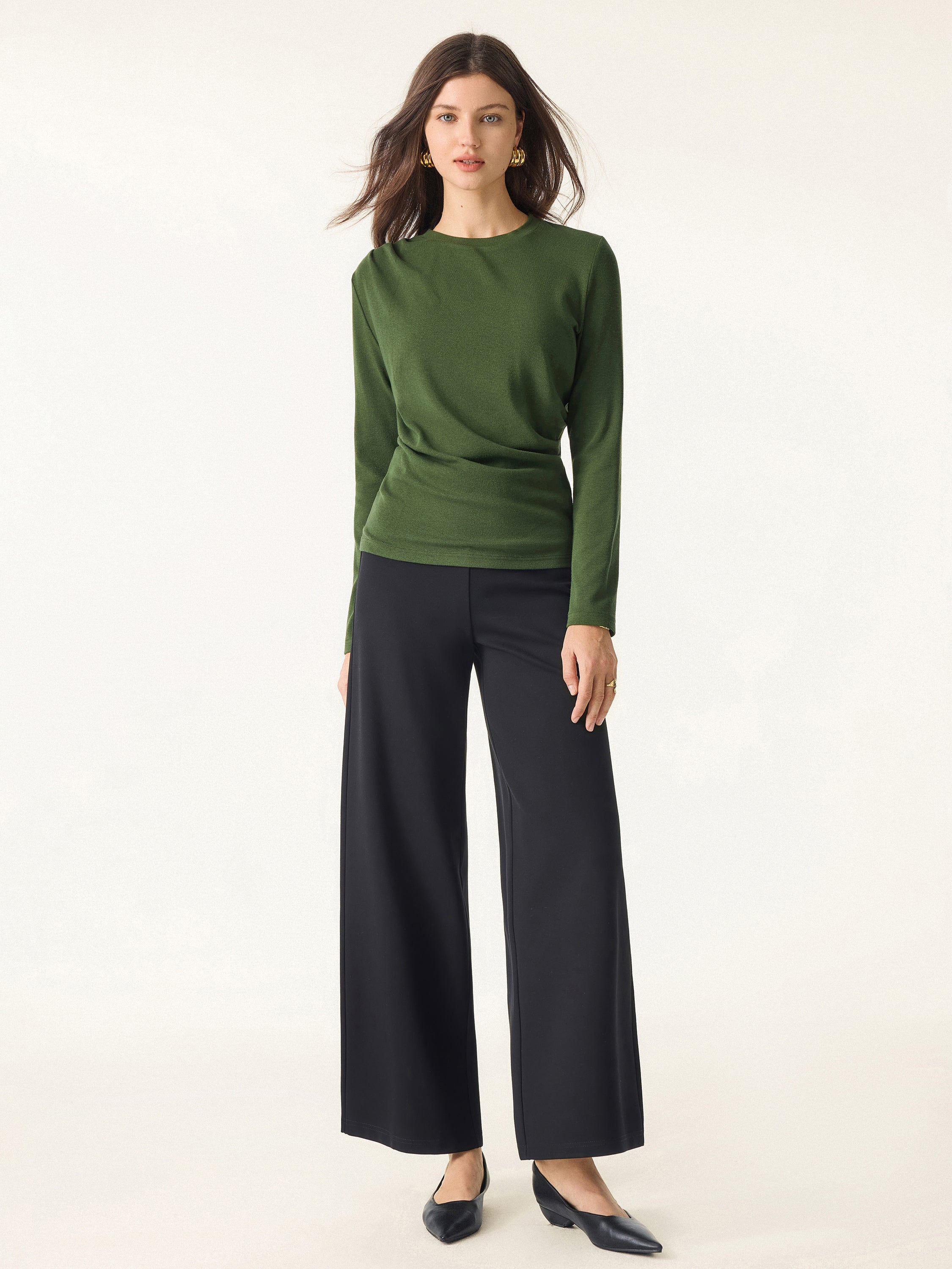 Light Warm Crewneck Tucked Top