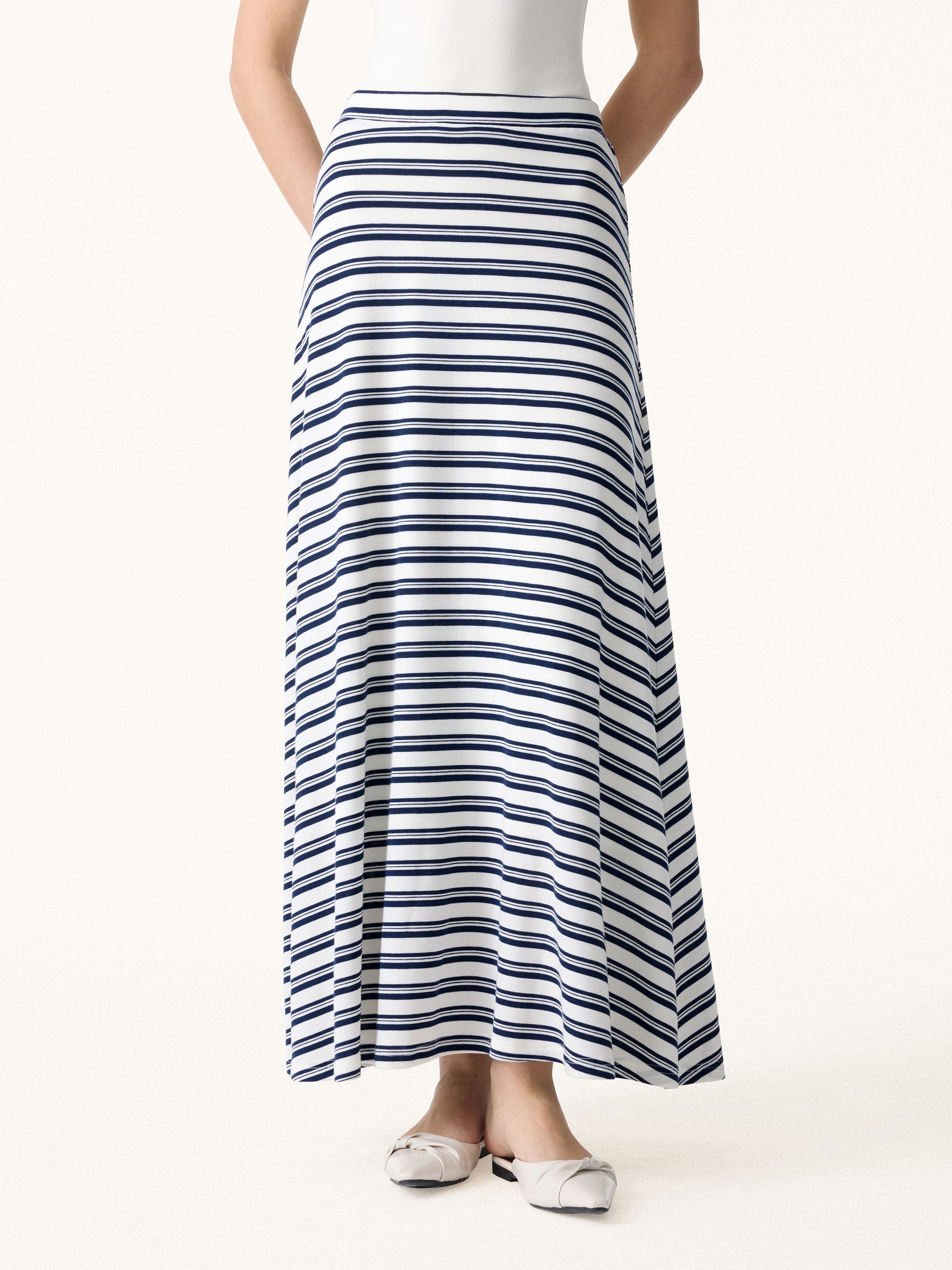 Lyocell Wool Anti-Wrinkle A-Line Circle Maxi Skirt