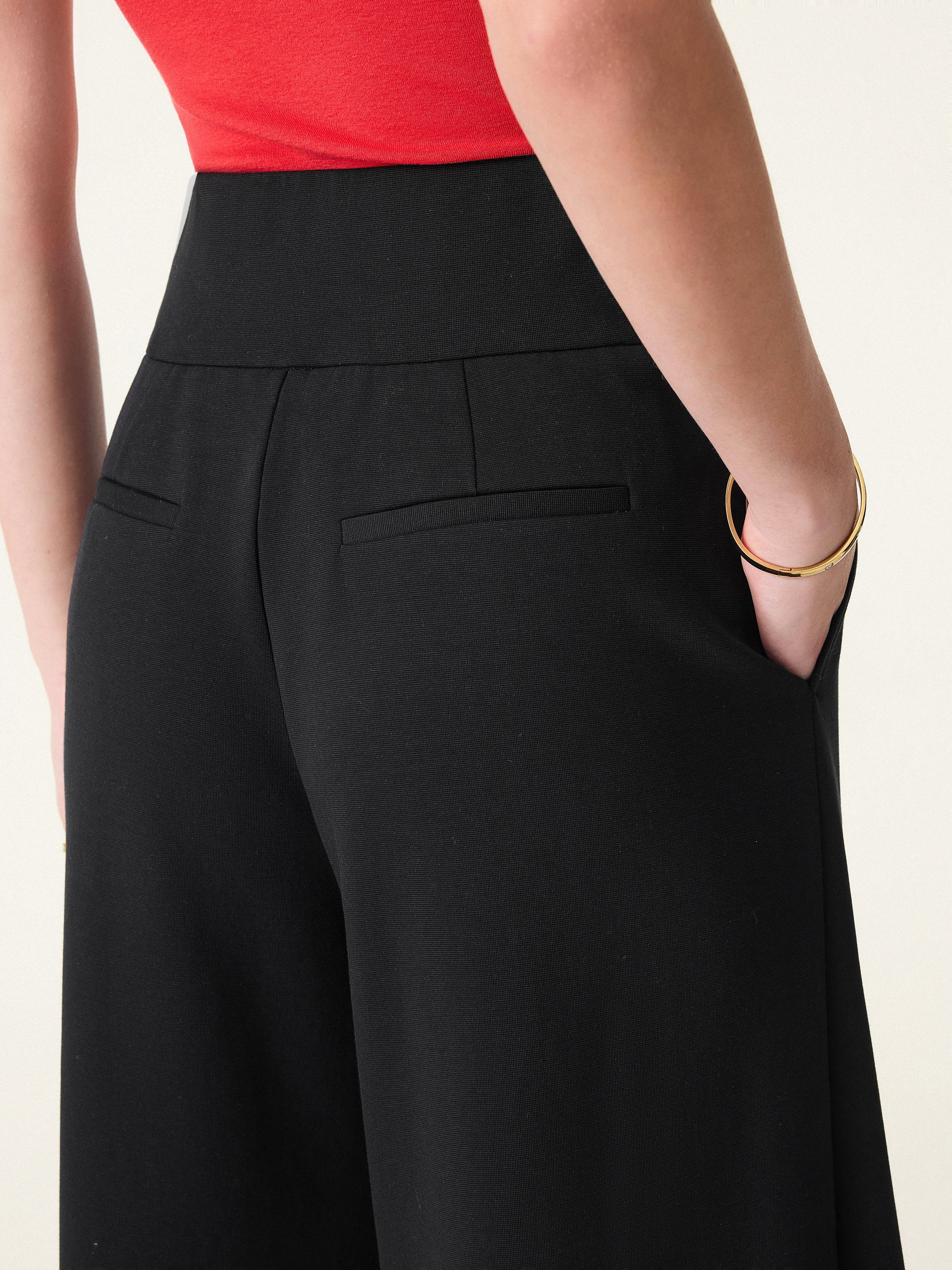Cotton Blend High Rise Culottes with Pockets