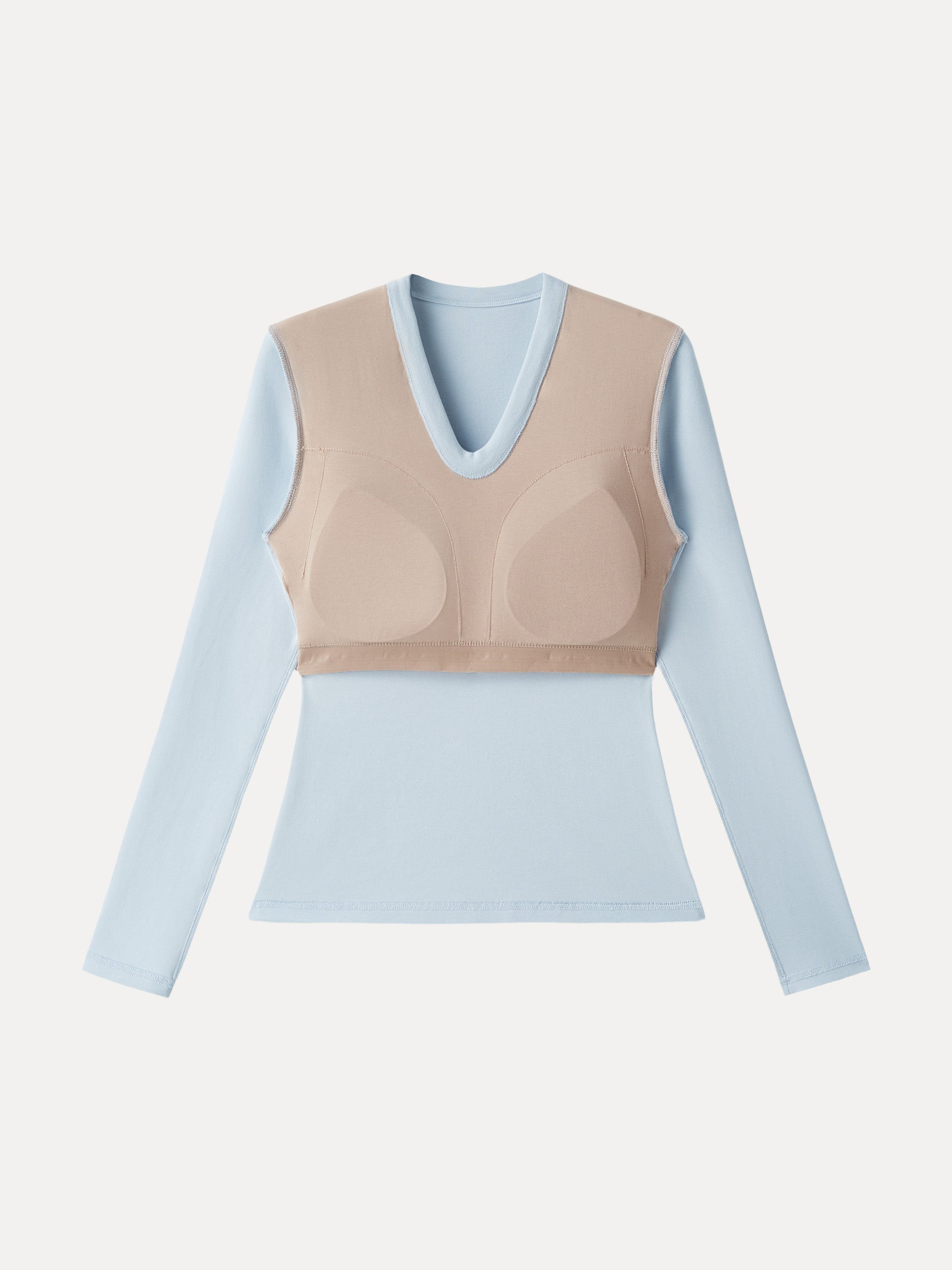 Cotton Lyocell Oval V-Neck Long Sleeve Brami