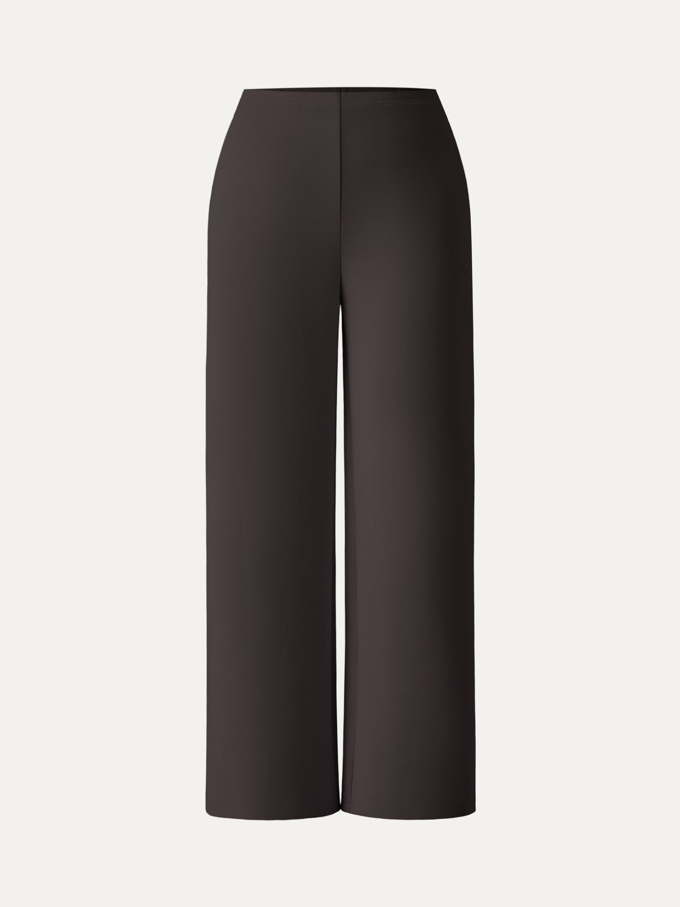 Stretch Cotton Blend Mid Rise Straight Leg Pants with Pockets