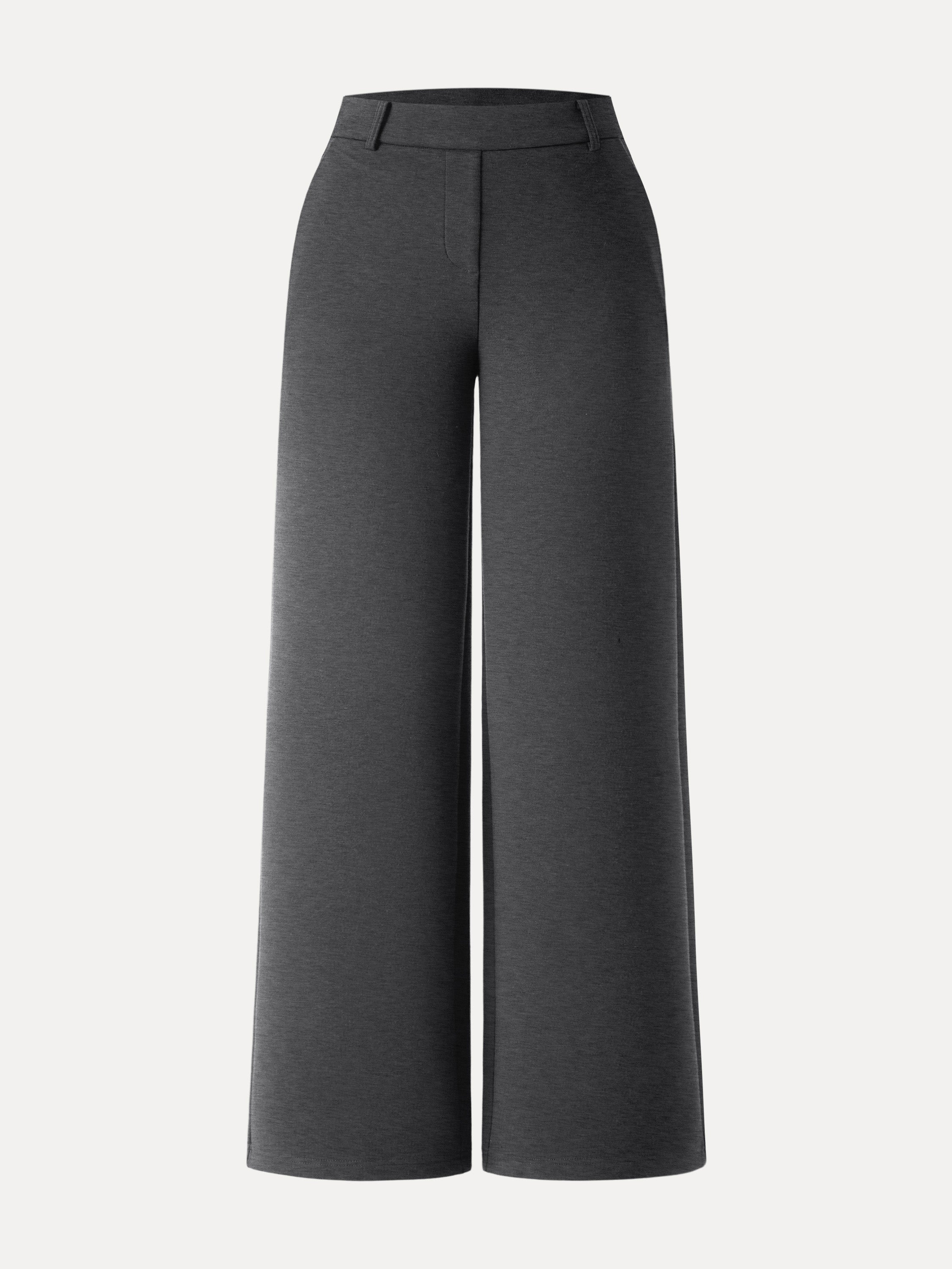 Stretchy Mid Rise Straight Leg Pull-on Pants with Pockets