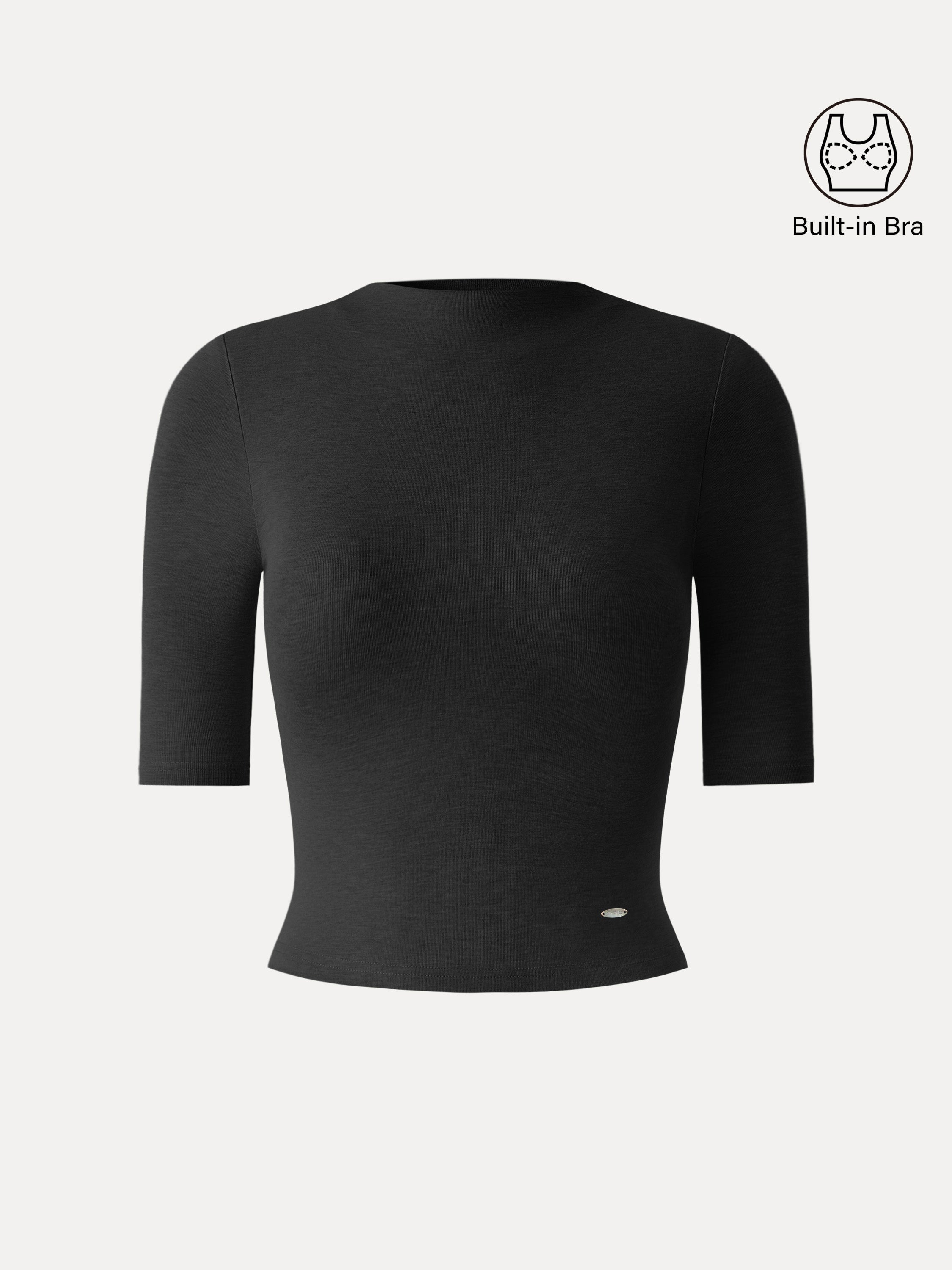 Modal Blend Mockneck Elbow Sleeve Cropped Brami