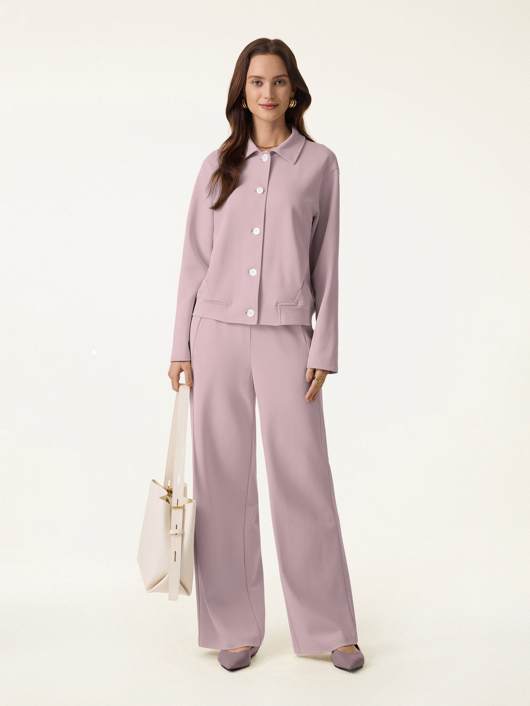 Modal Blend Comfy Collared Button-Front Jacket