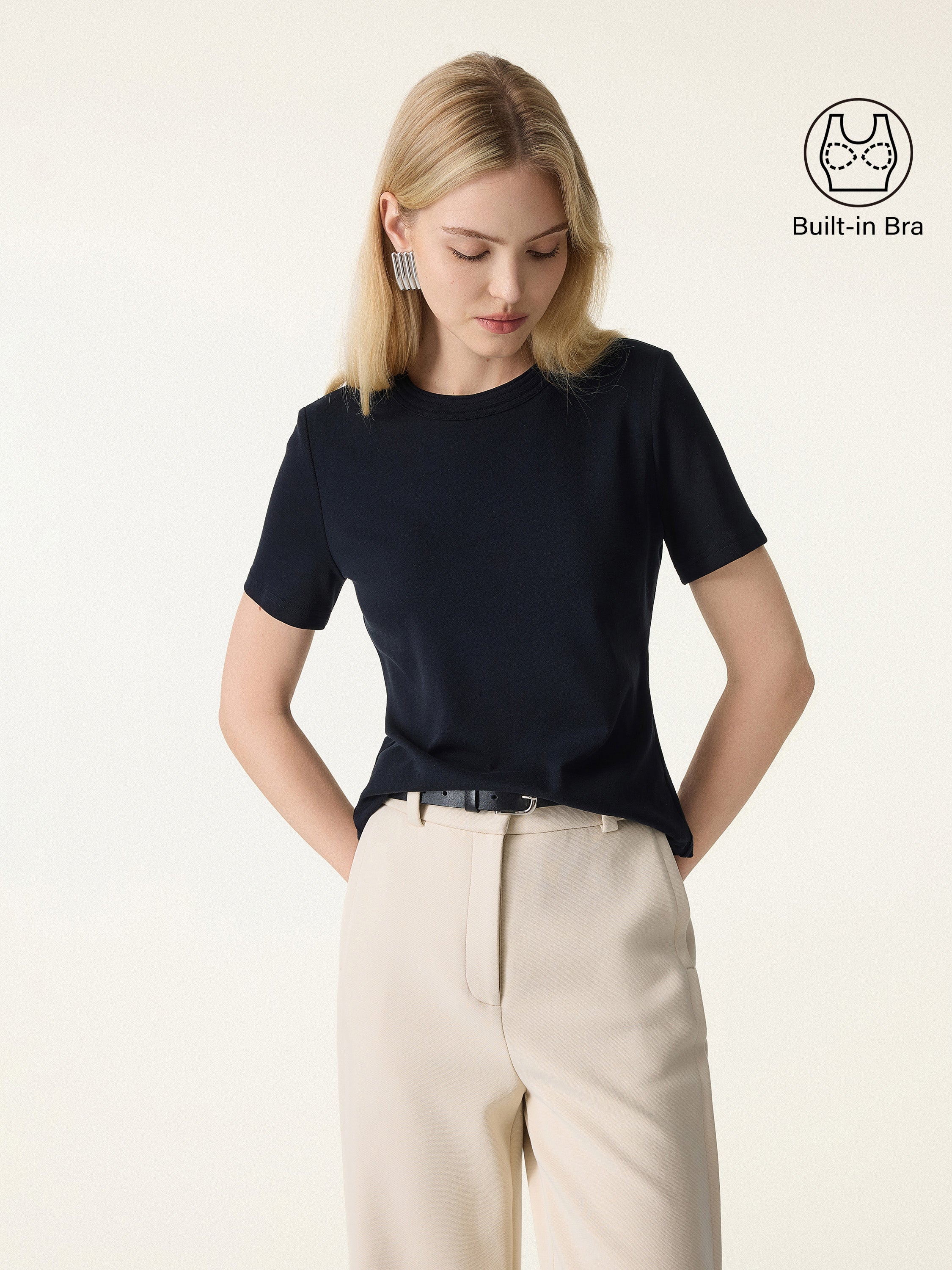 Cotton Lyocell Crew Neck Short Sleeve Brami