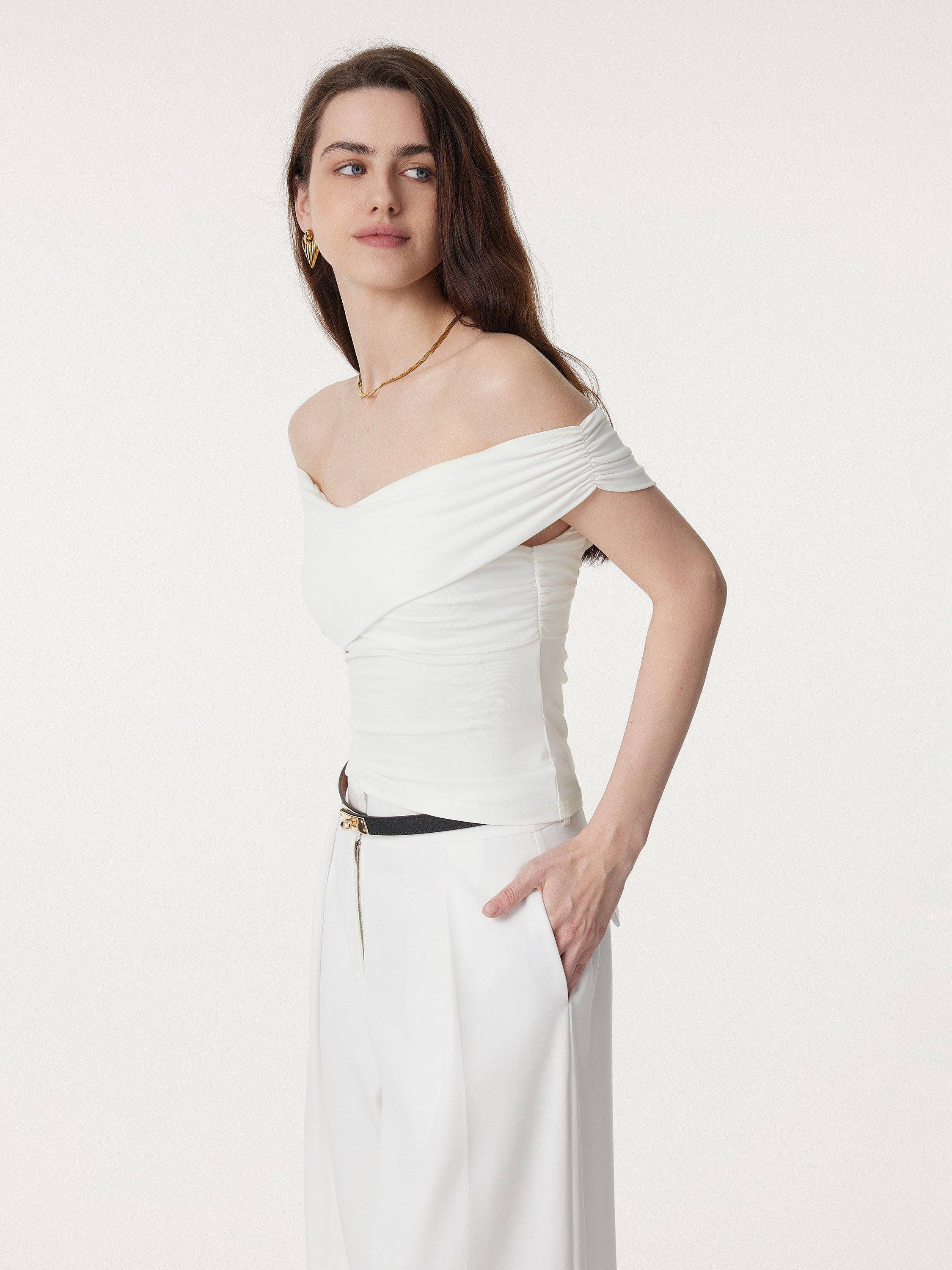 Criss Cross Off Shoulder New Airy Brami Top