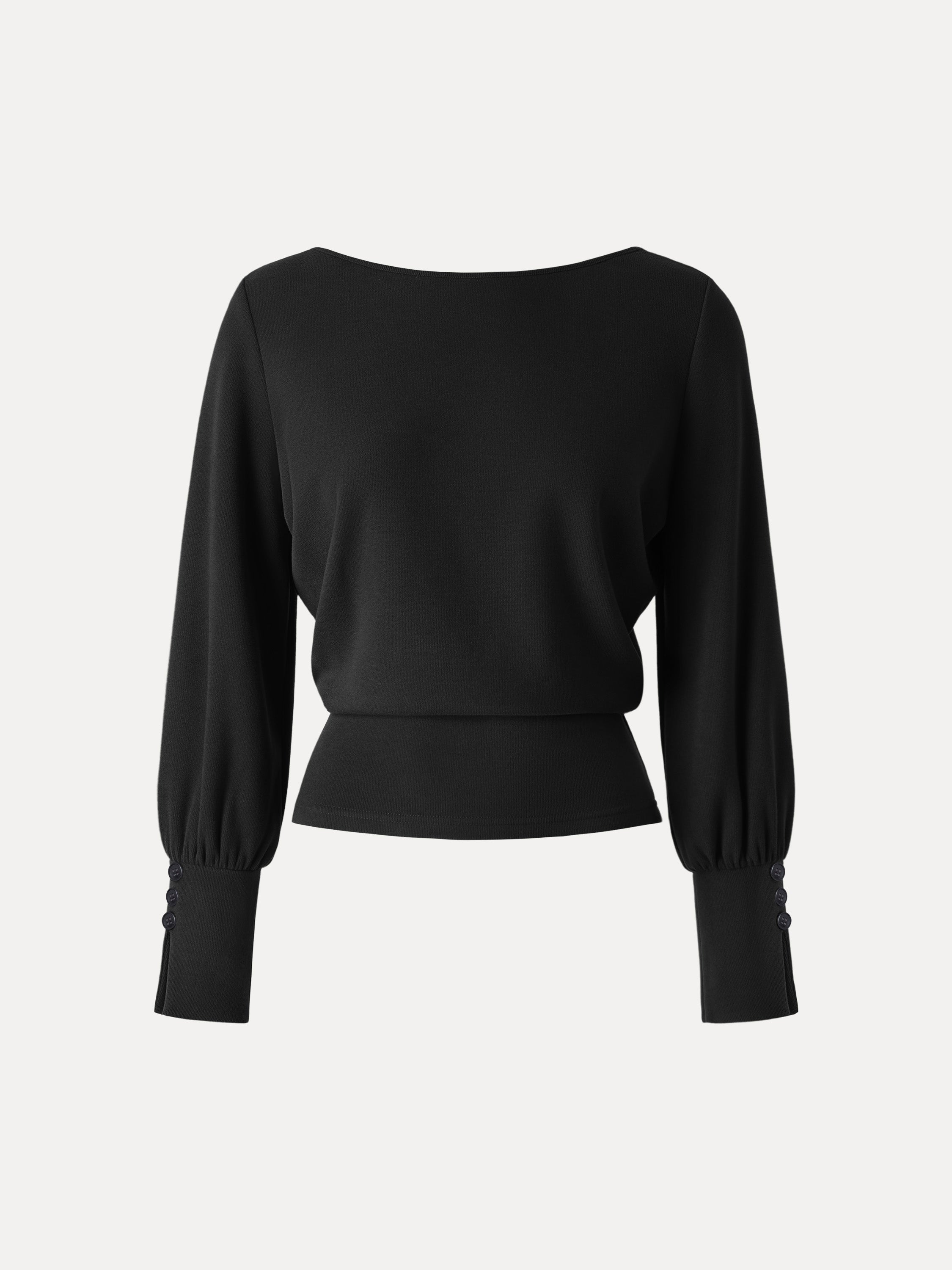 Cozy Warm Boatneck Buttoned Sleeve Top