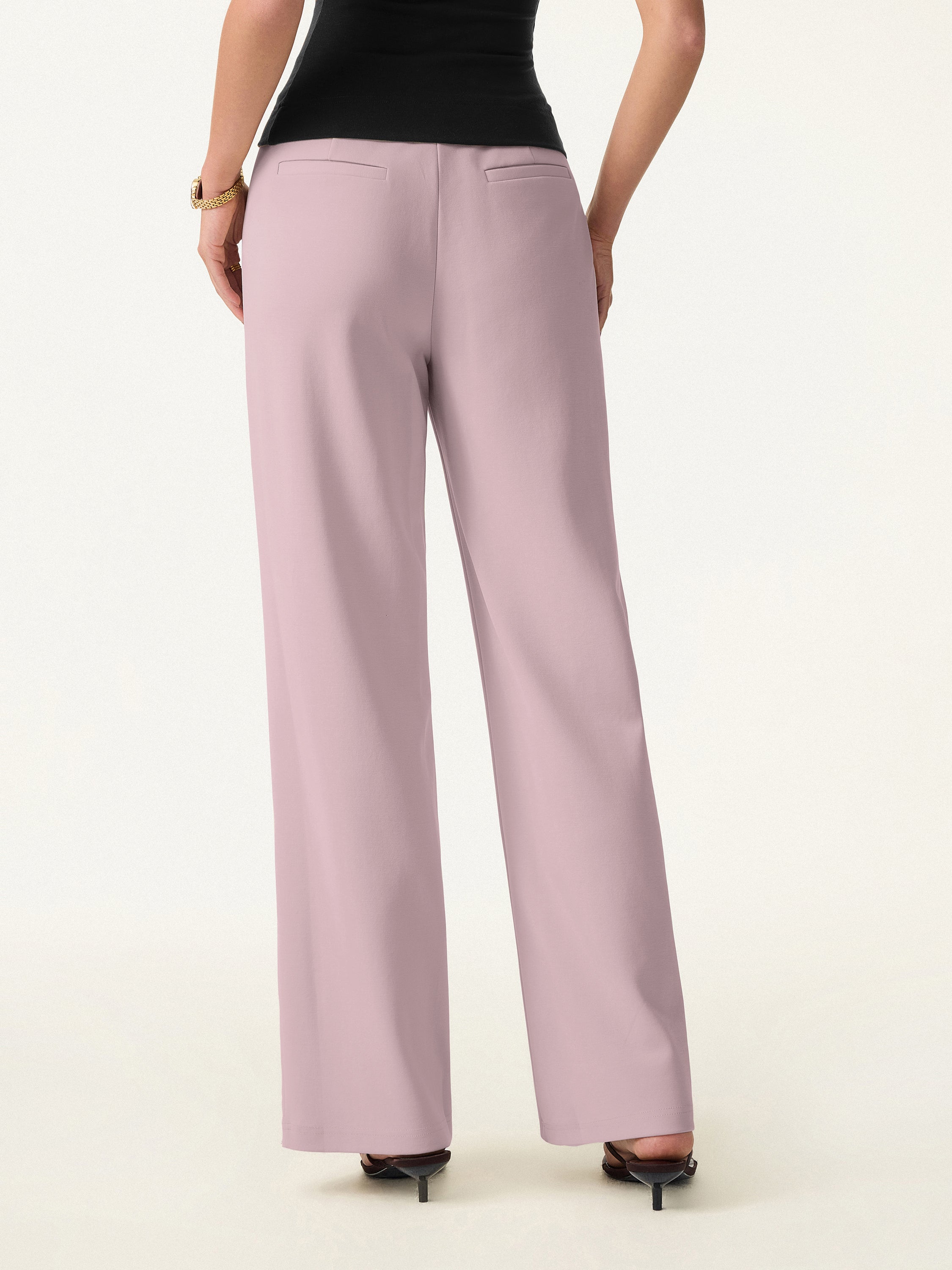 Mid Rise Straight Pull-on Pants with Pockets