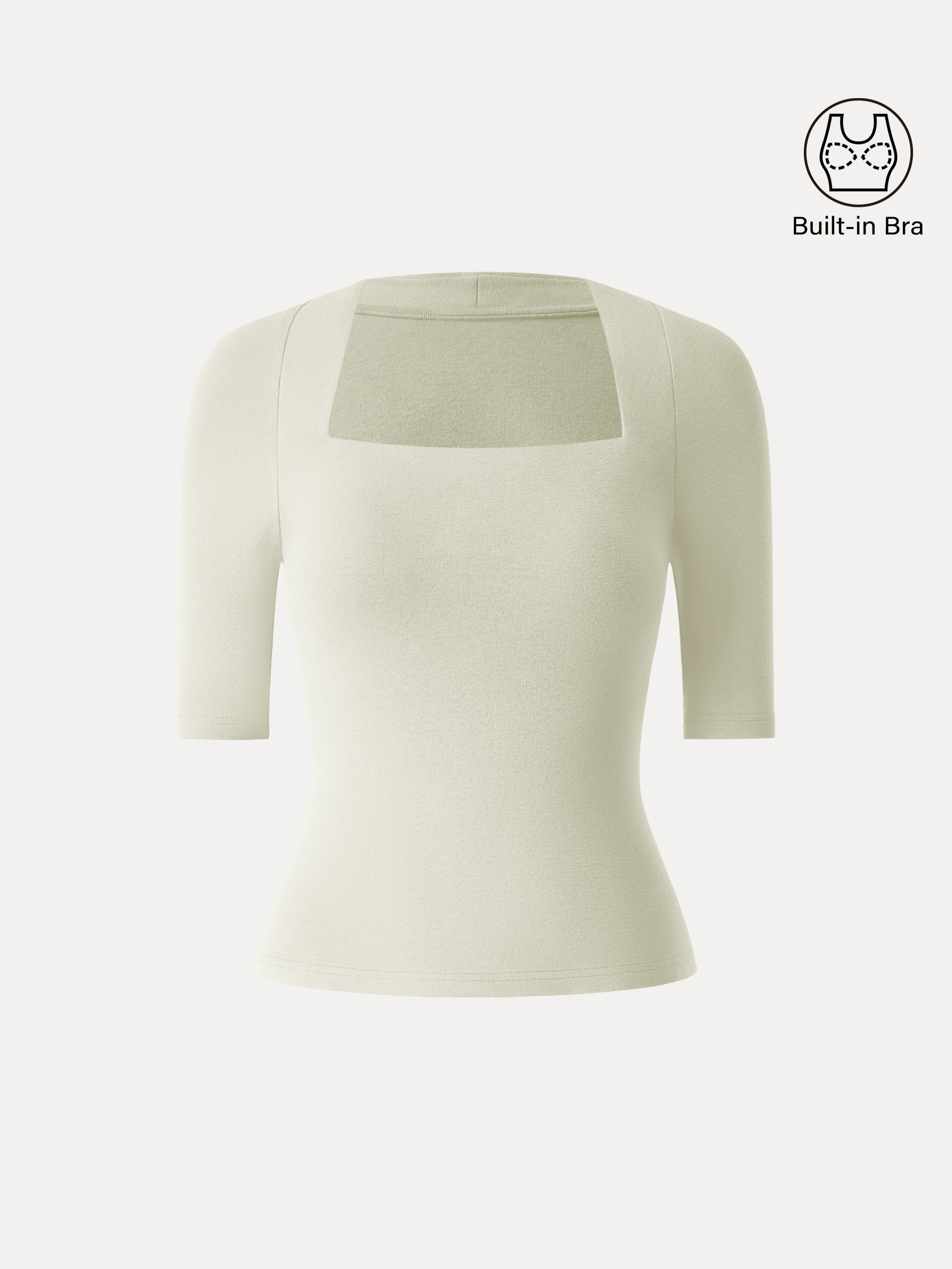 Cotton Lyocell Trapeze Neck Elbow Sleeve Brami
