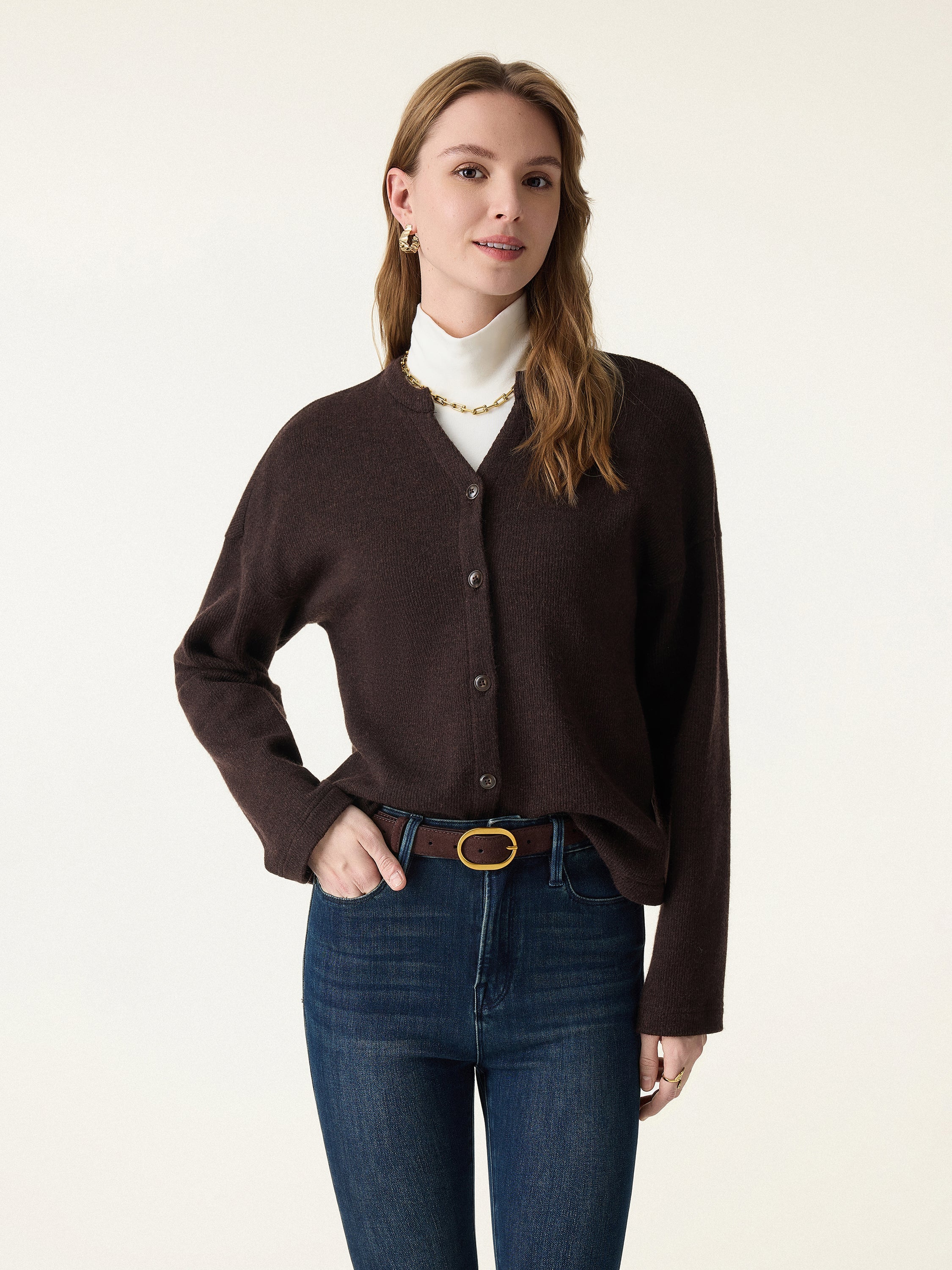 Cozy Knit Cropped Button Front Cardigan