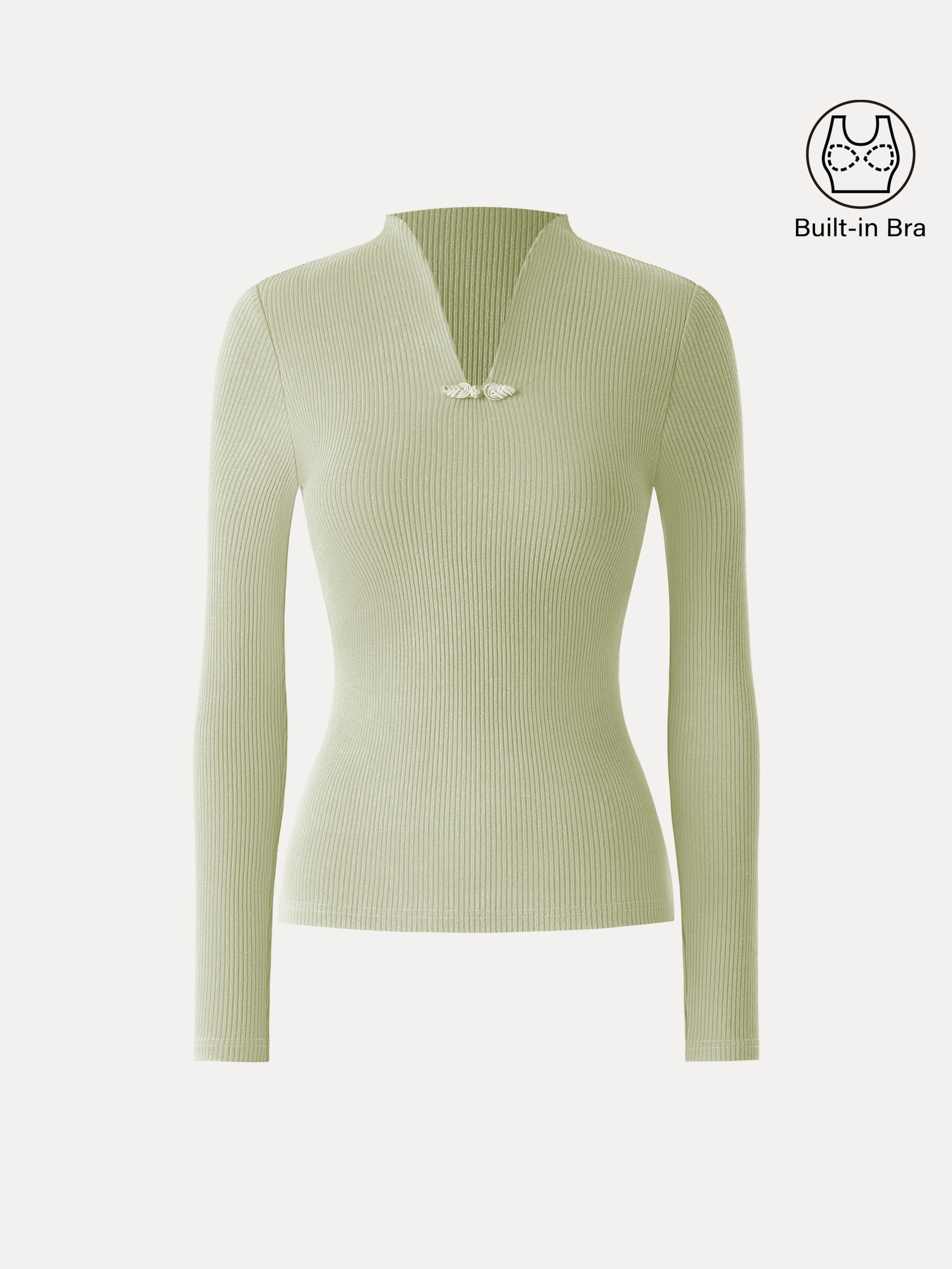 Ribbed Stand V-neck Frog Button Long Sleeve Brami Limited Edition