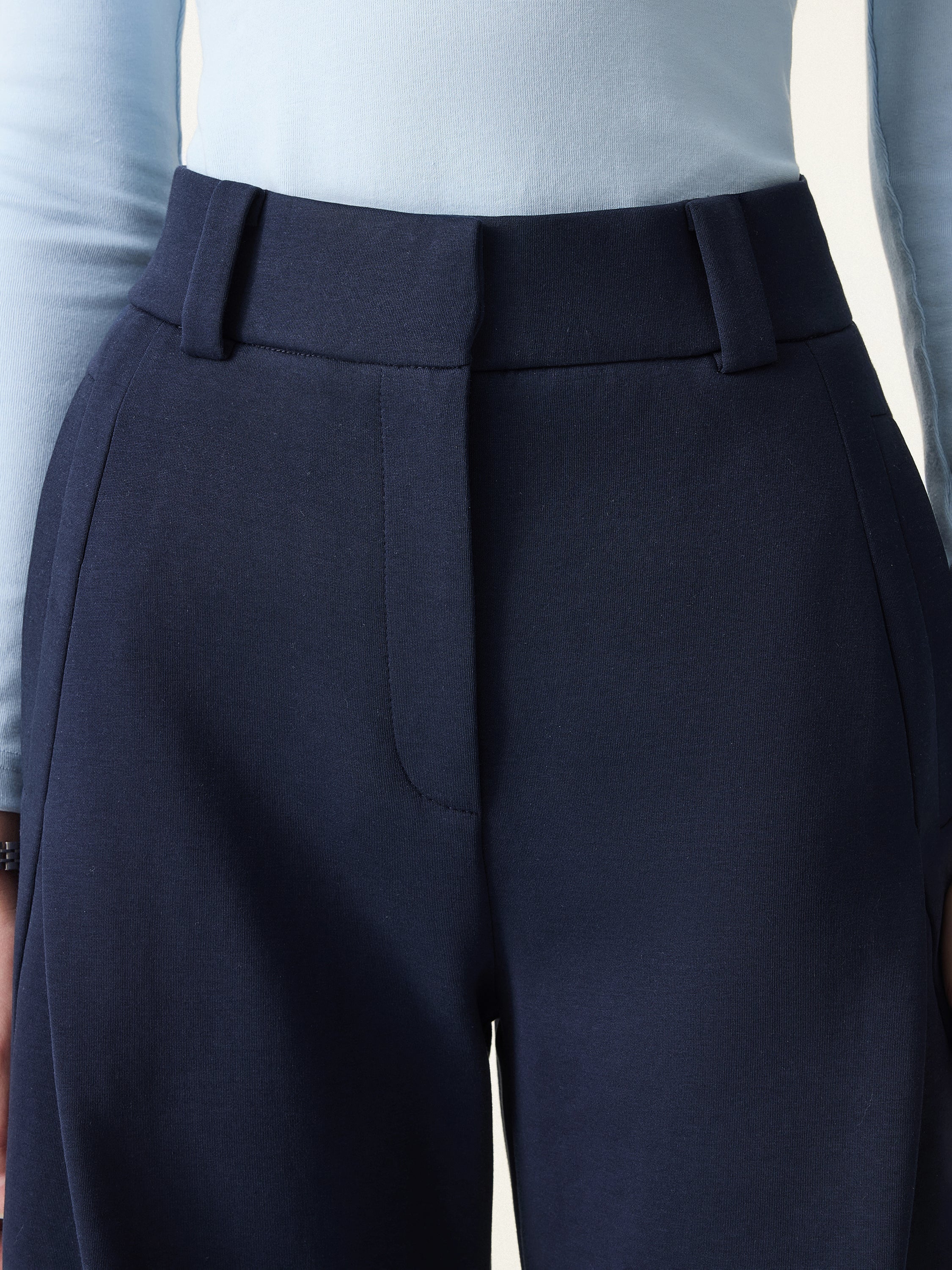 Spring Stretch Cotton High Rise Barrel Leg Pants with Pockets