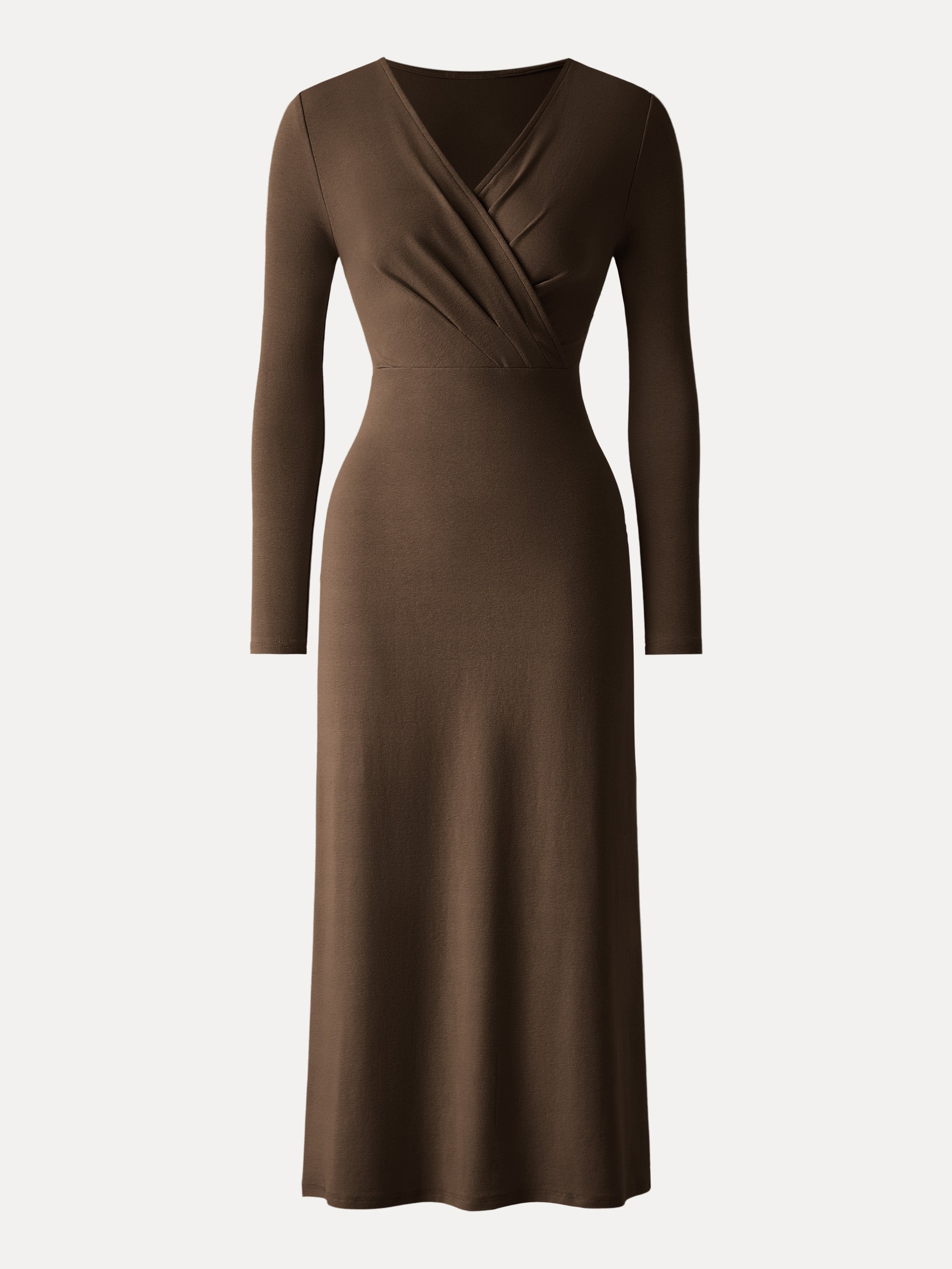 Cotton Lyocell Surplice Tucked H-line Midi Dress
