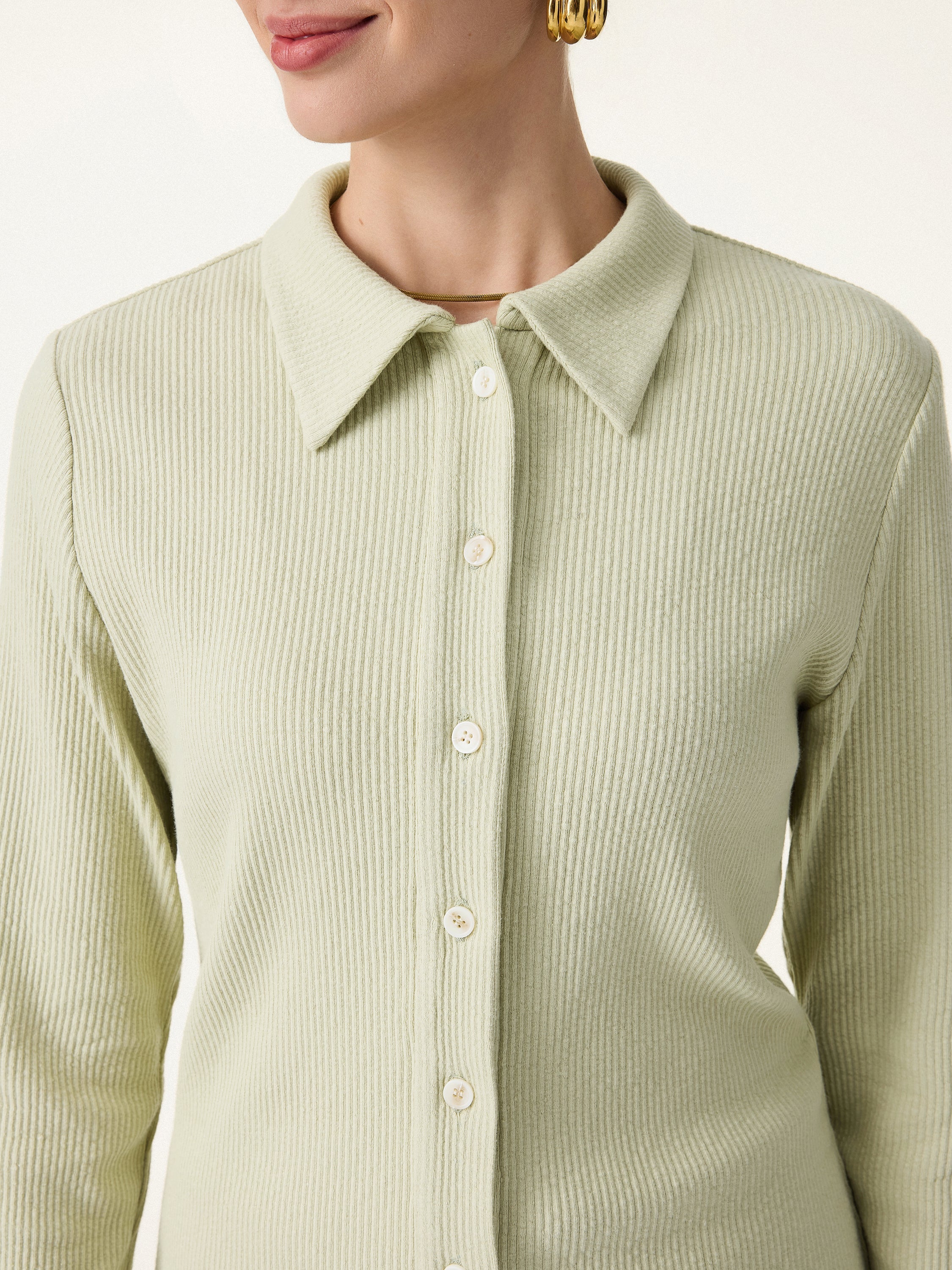 Stretch Cotton Textured Knit Button-Front Cardigan