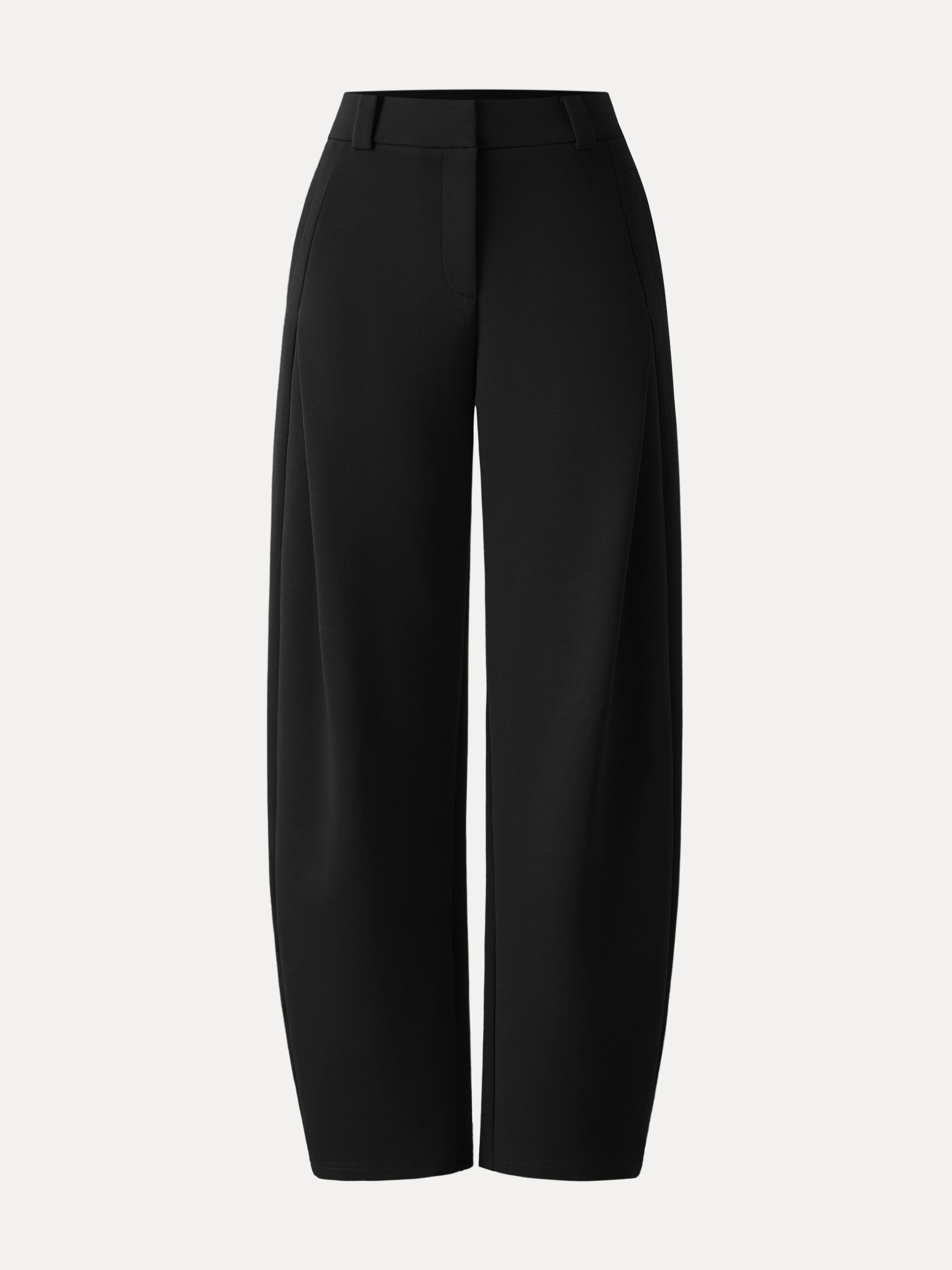 Spring Stretch Cotton High Rise Barrel Leg Pants with Pockets