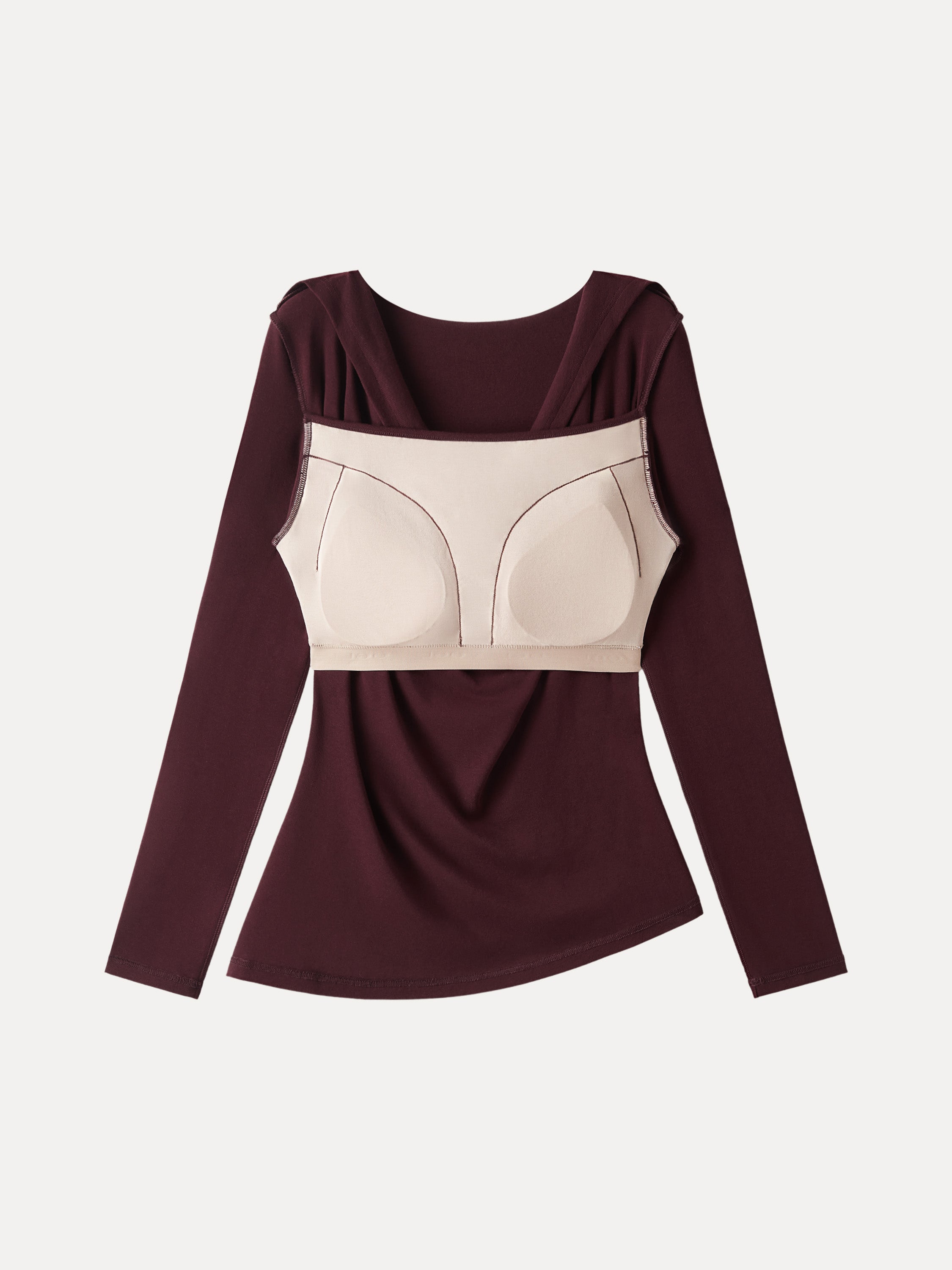 Cowl Neck Built-in Coverage Long Sleeve Brami