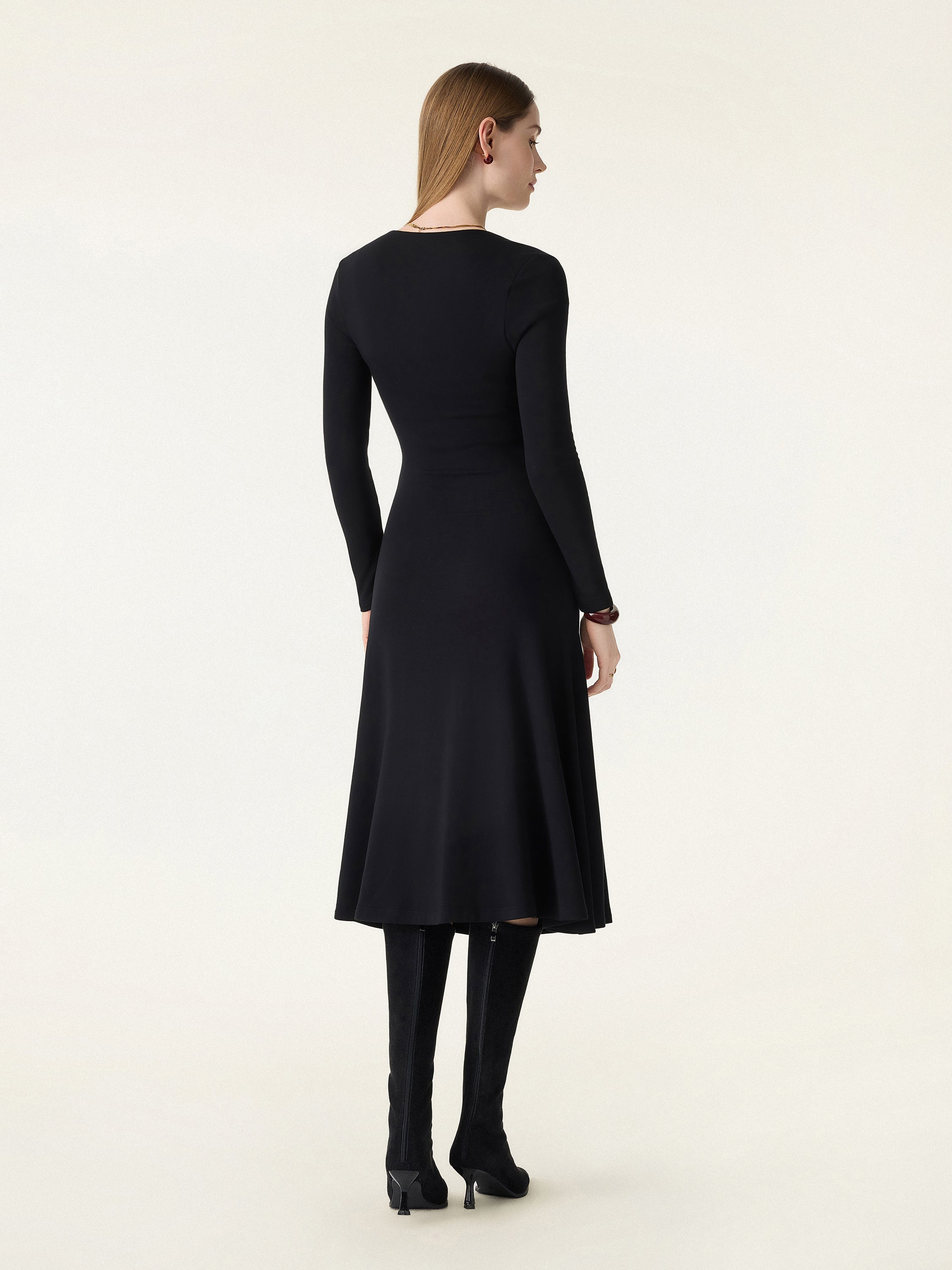 ProWarm Angular Square Neck Fit-and-Flare Midi Brami Dress