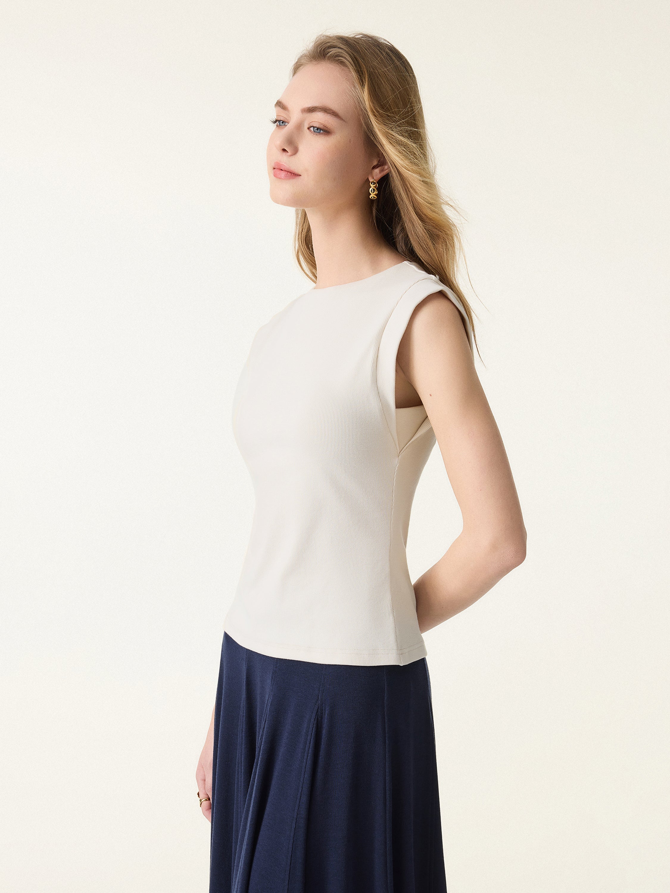 Cotton Viscose Round Neck Wide Shoulder Brami