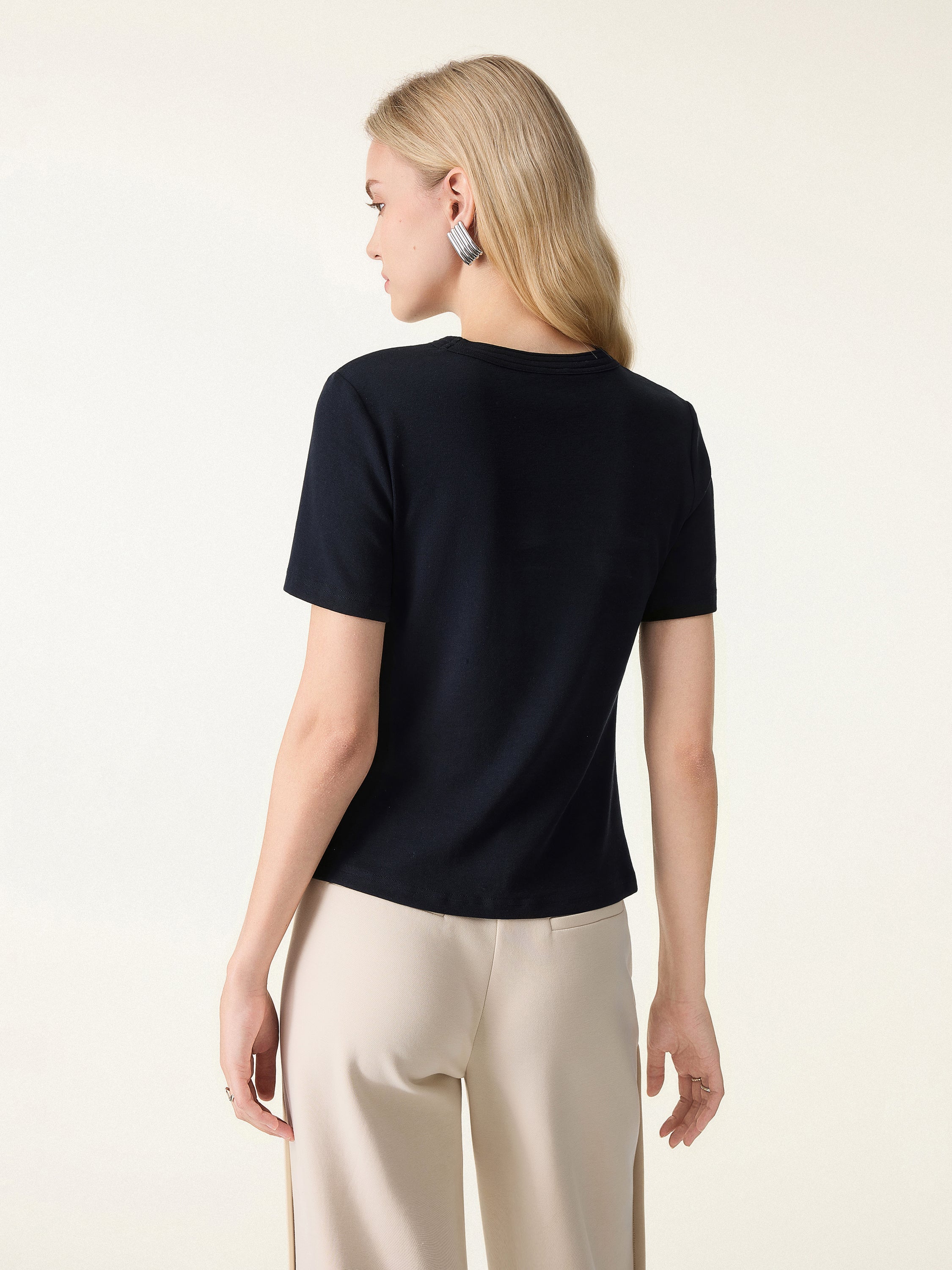 Cotton Lyocell Crew Neck Short Sleeve Brami