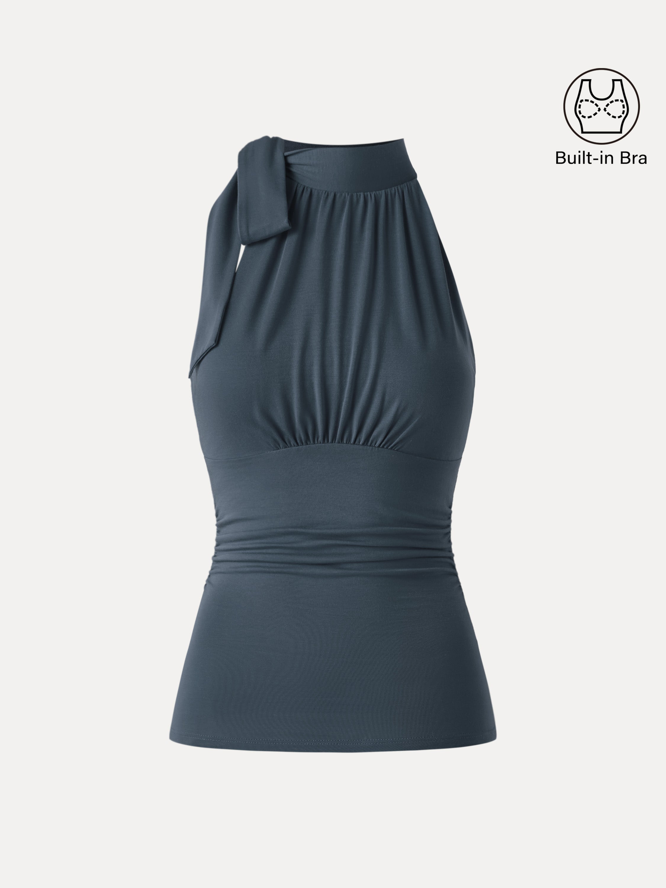 Side Ruched High Tie Neck New Airy Brami Tank