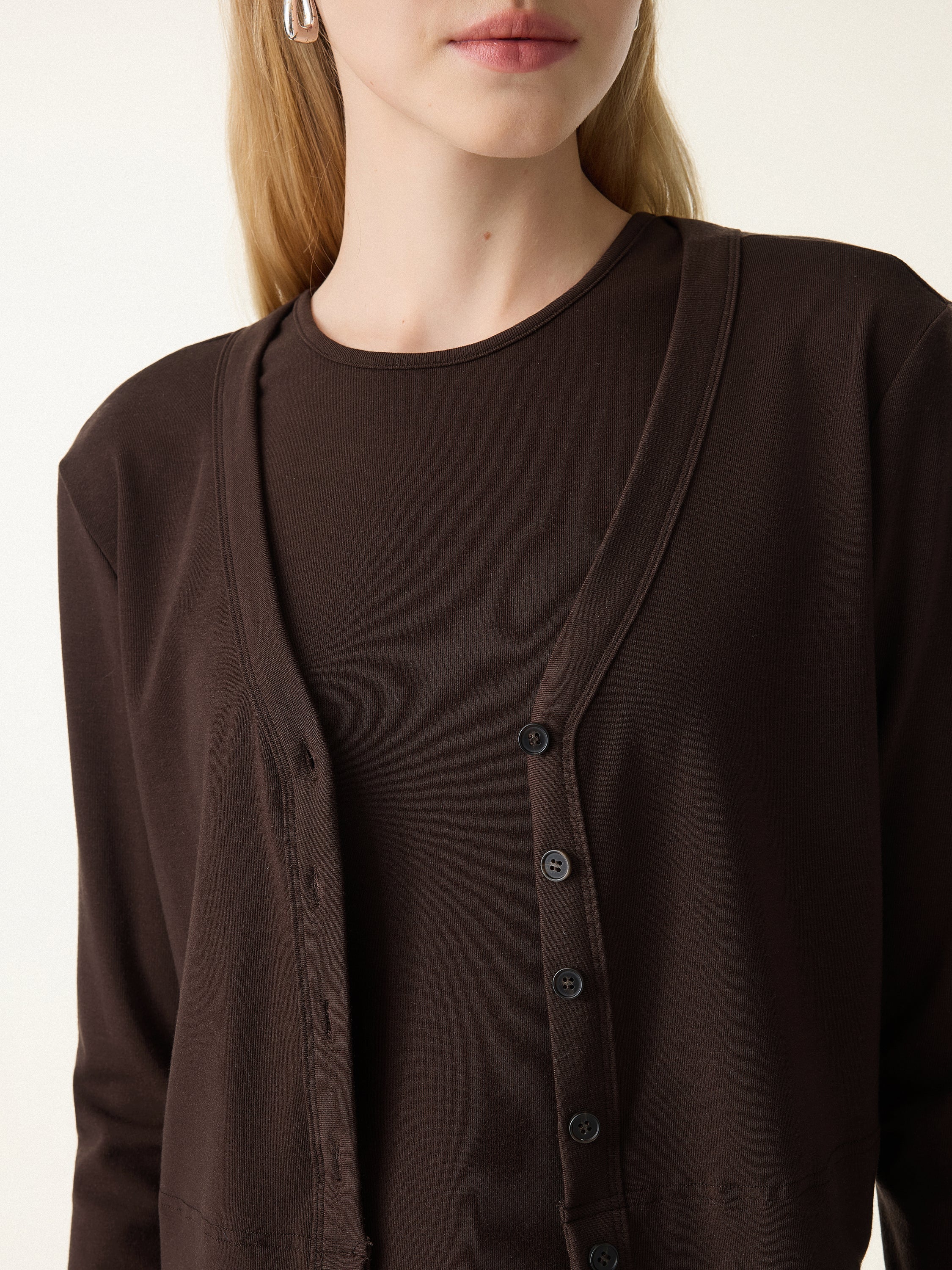 2Pcs Set Non-Itch Lyocell Wool Relaxed Cardigan & Round Neck Tank