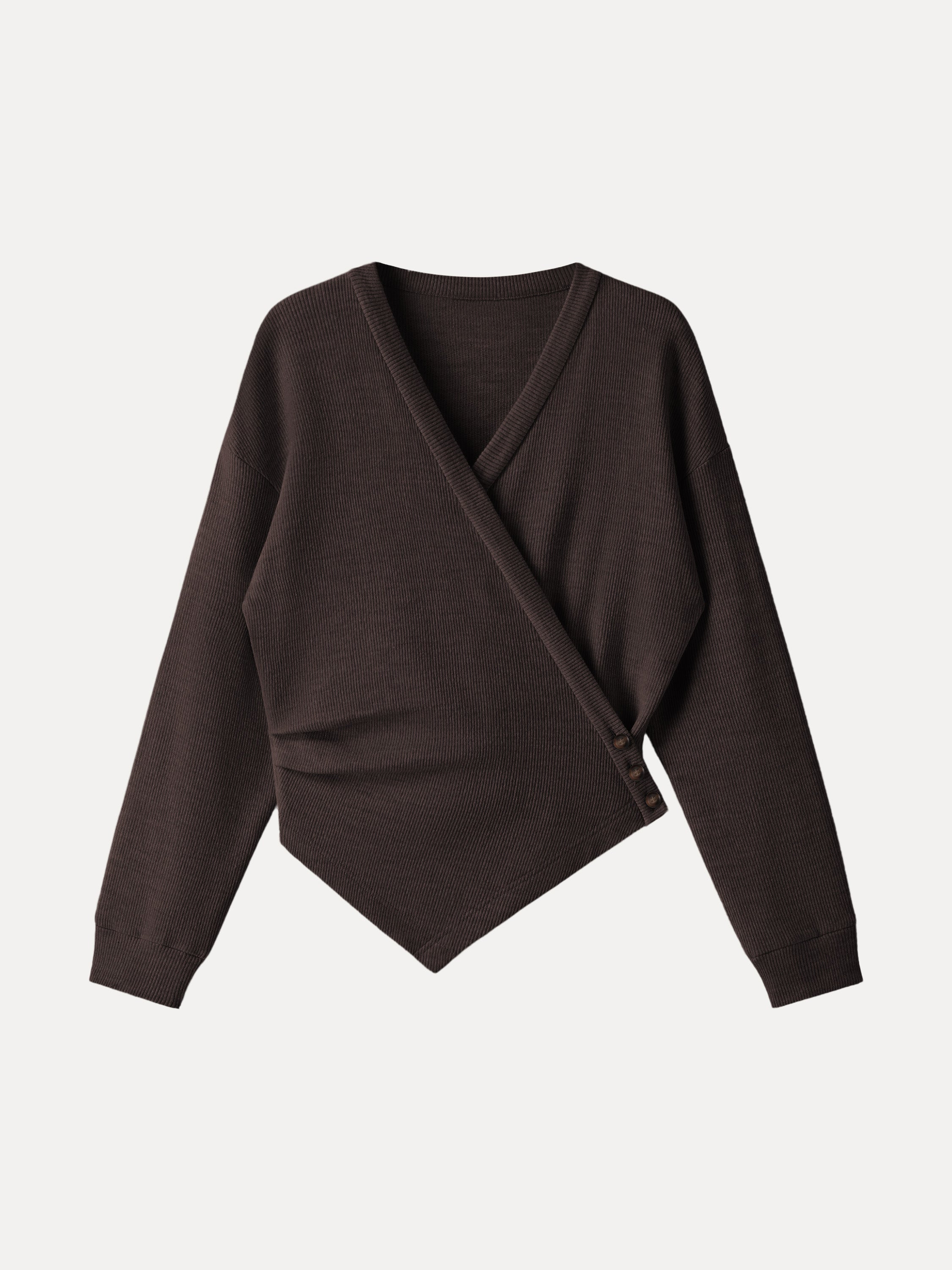 Cozy Knit Buttoned Wrap Cardigan