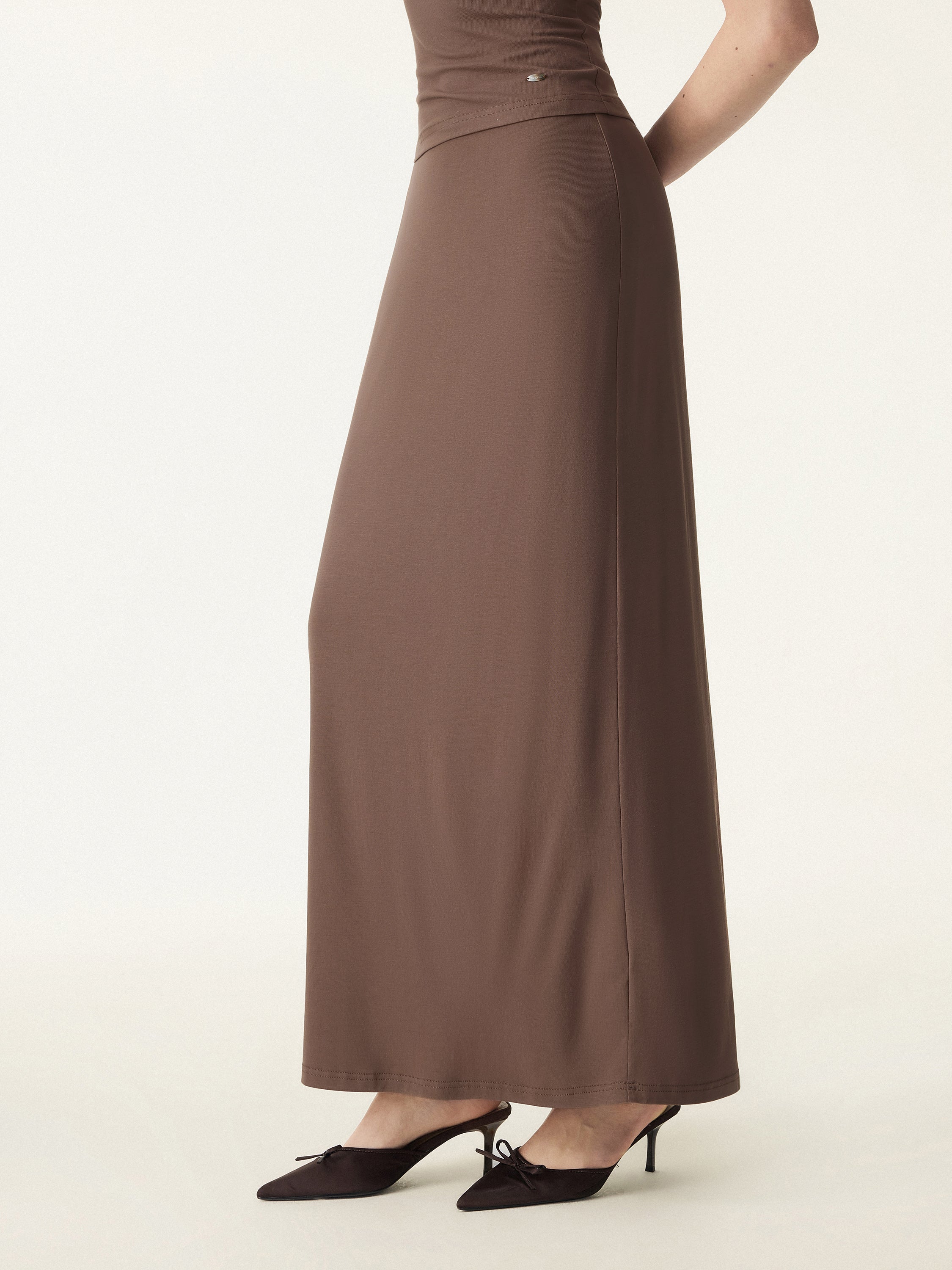 SkinKiss Ultra-Soft H-Line Maxi Skirt