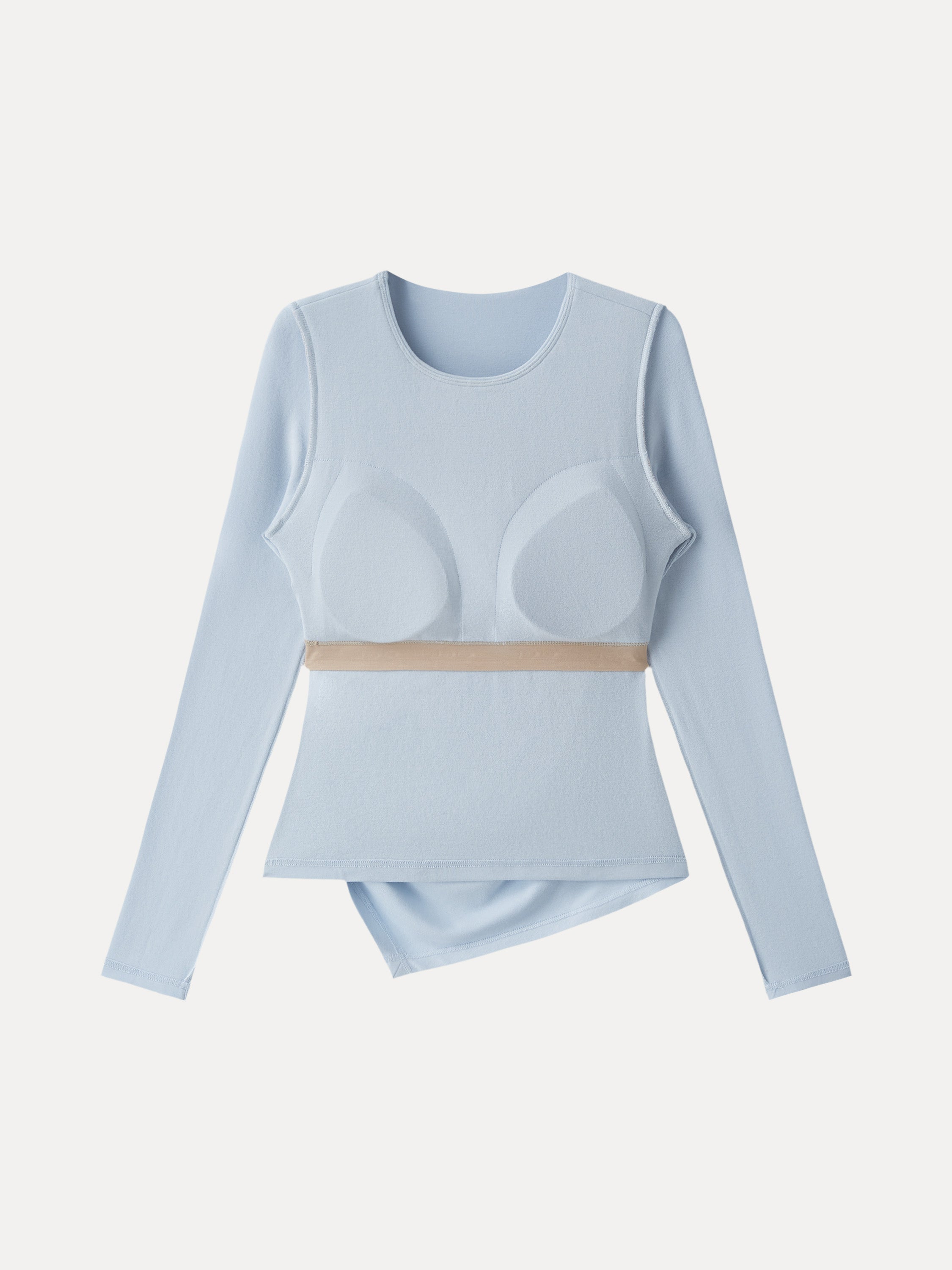 Asymmetrical Angled Hem Long Sleeve Brami