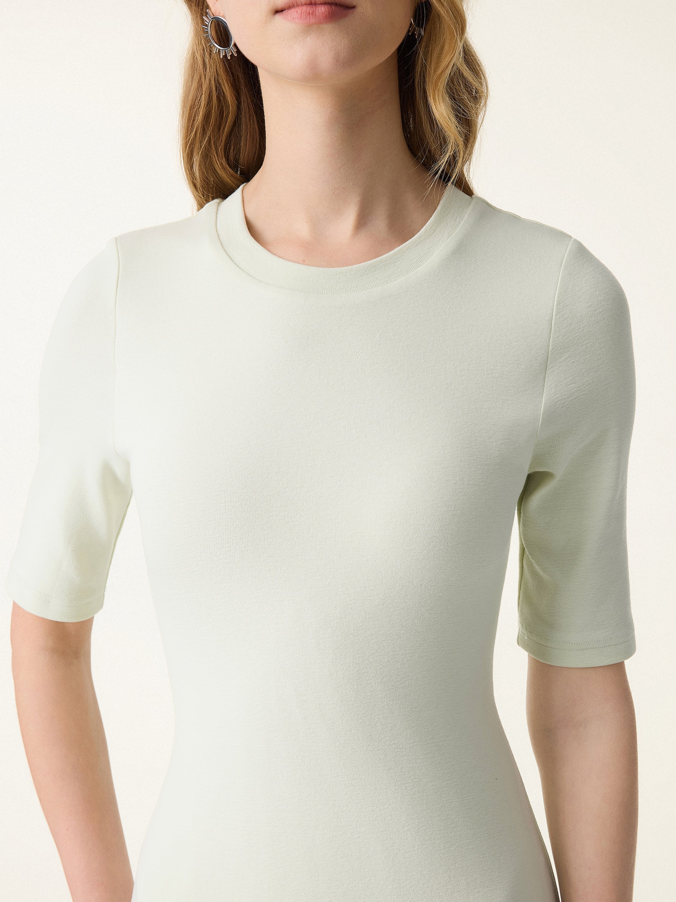 Cotton Lyocell Crewneck Midi Brami Dress with Pockets