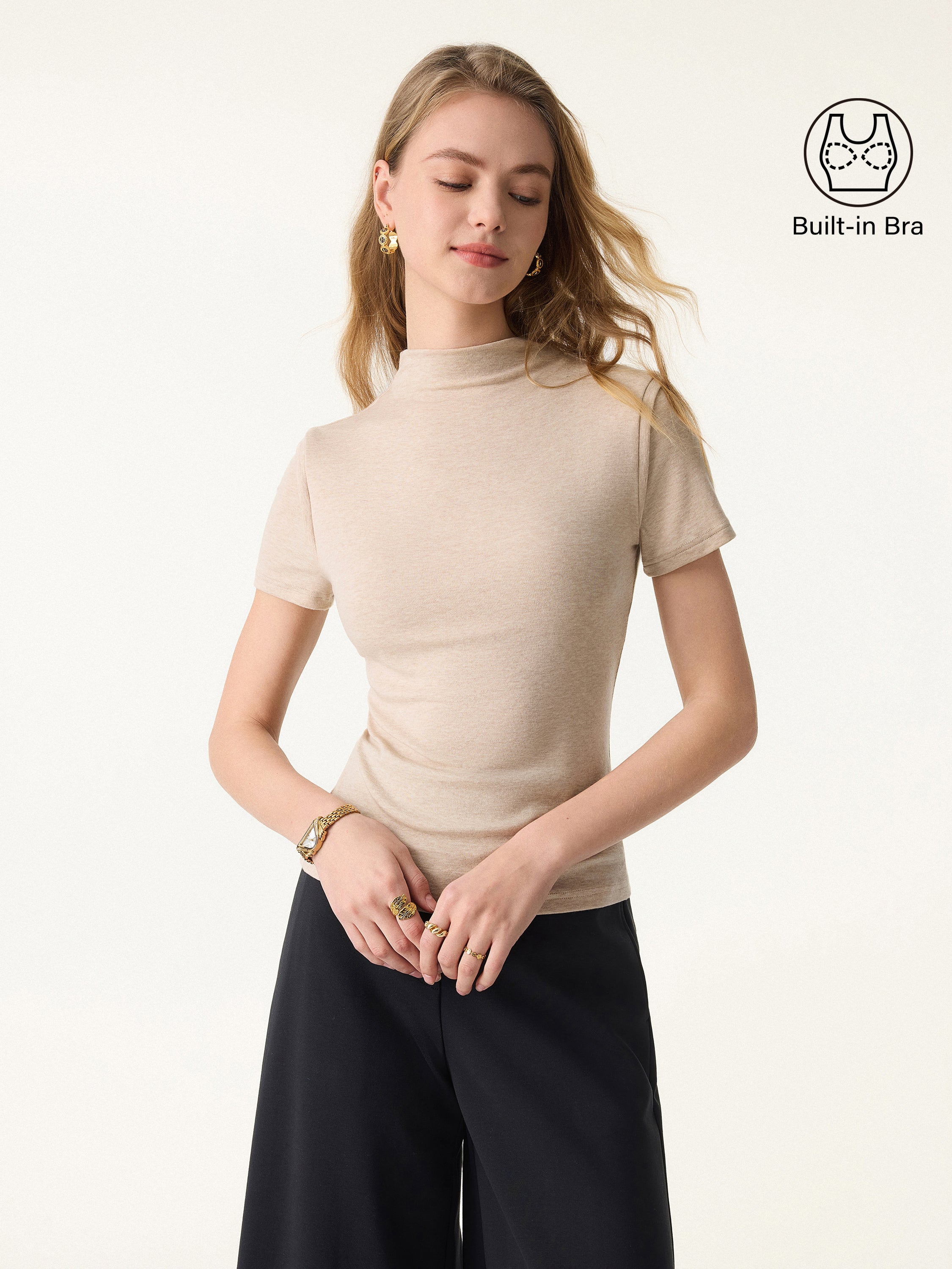 Lyocell Wool Mockneck Short Sleeve Brami