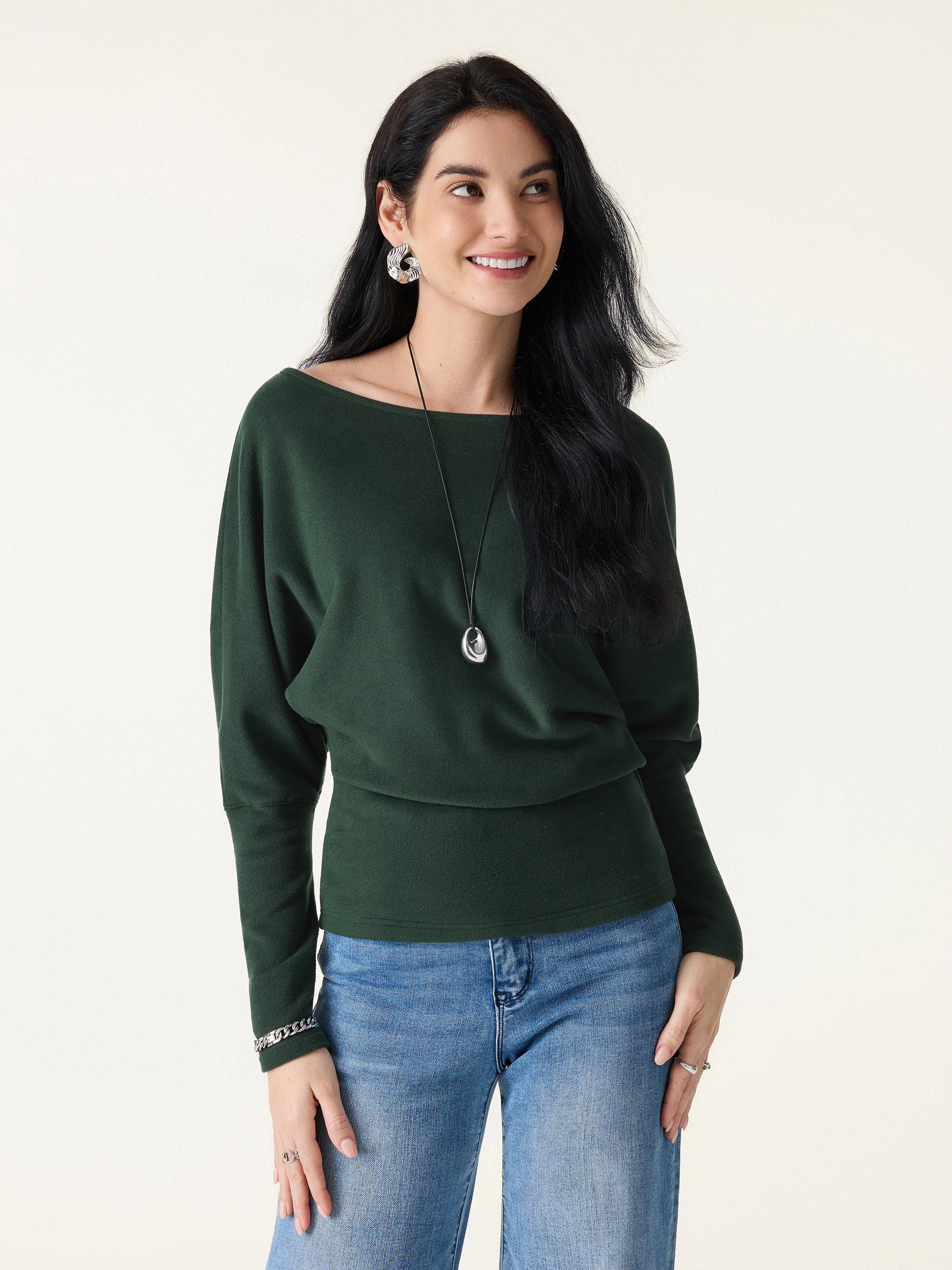 MaxWarm Boatneck Top with Asymmetrical Hem