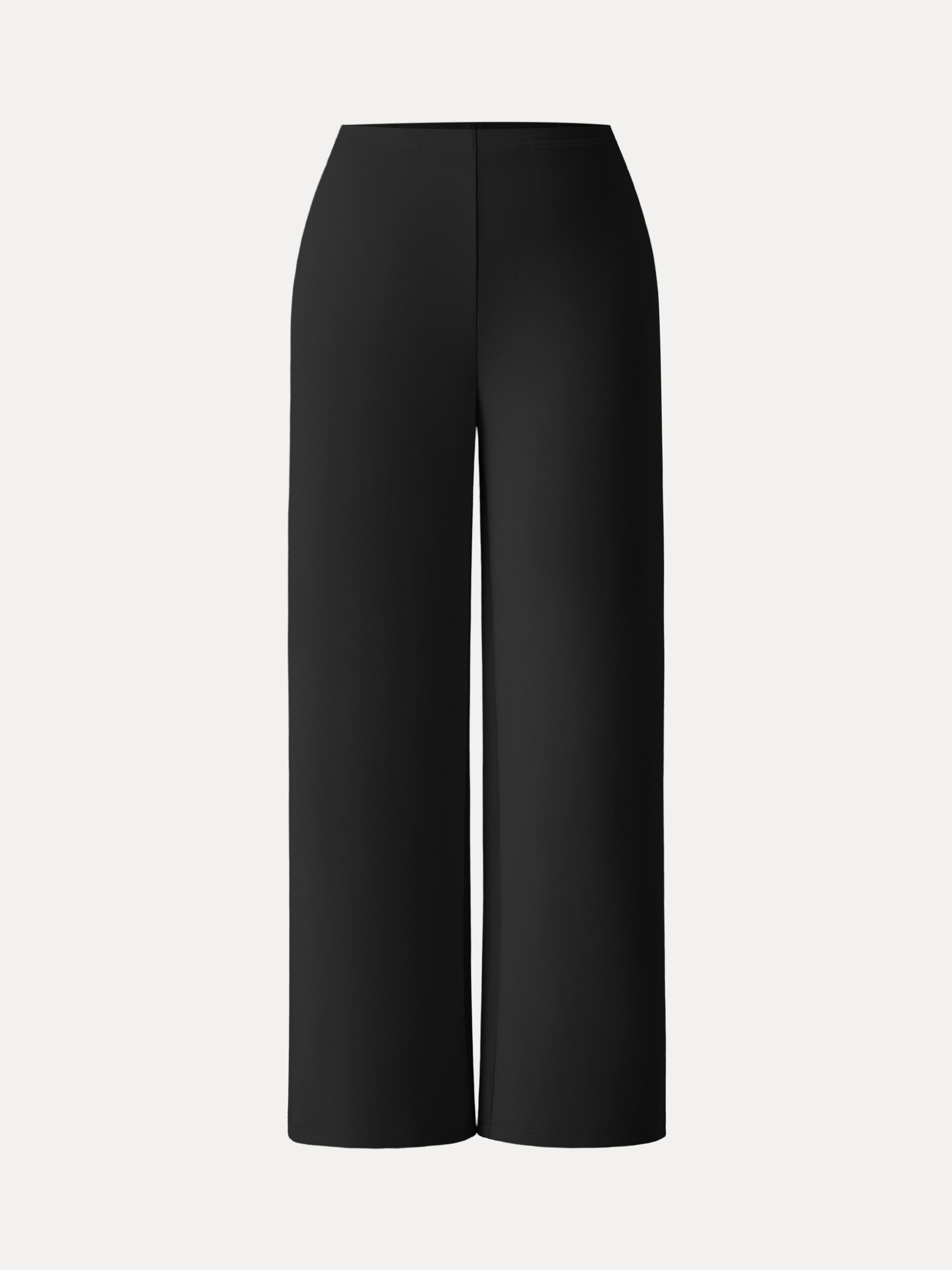 Stretch Cotton Blend Mid Rise Straight Leg Pants with Pockets